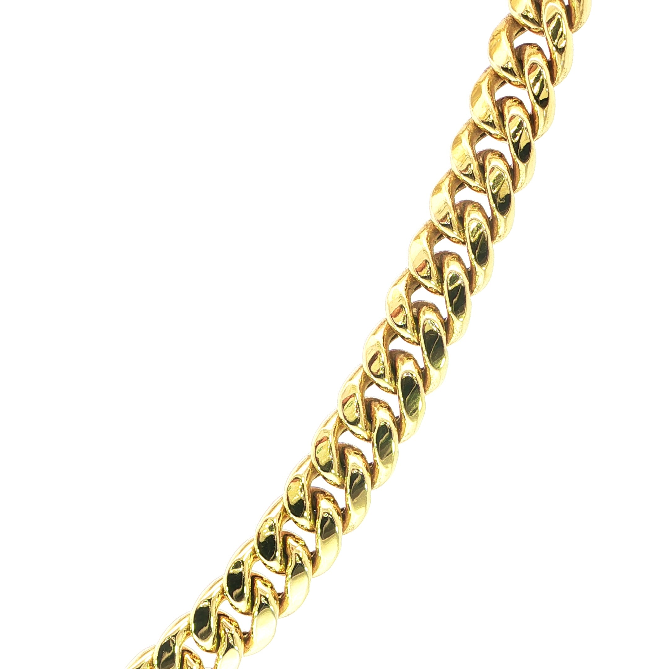 10K Gold Miami Cuban Chain Necklace With Bold Polished Links.