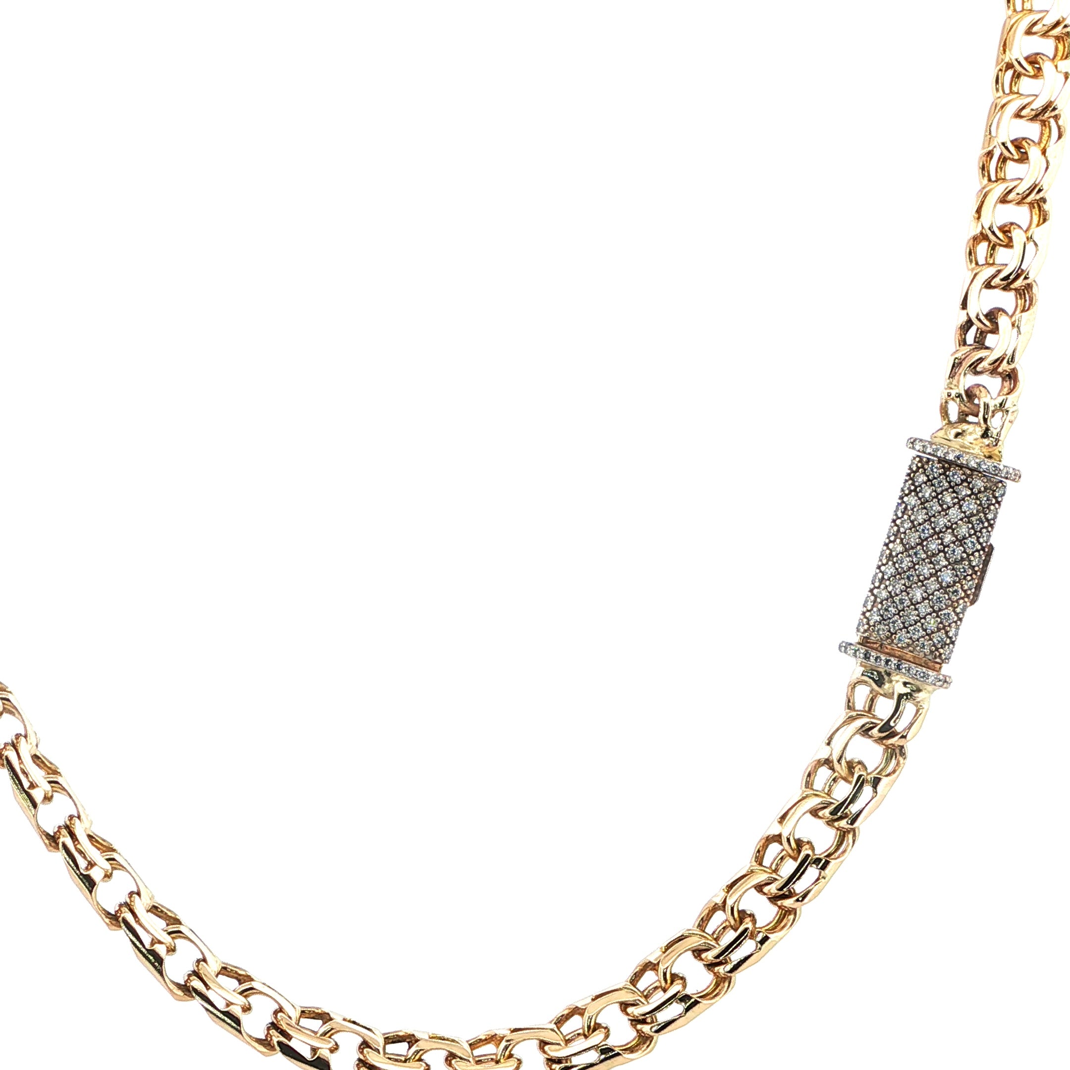 Men’s Heavy 10K Yellow Gold Byzantine Link Chain with Custom Diamond Box Clasp