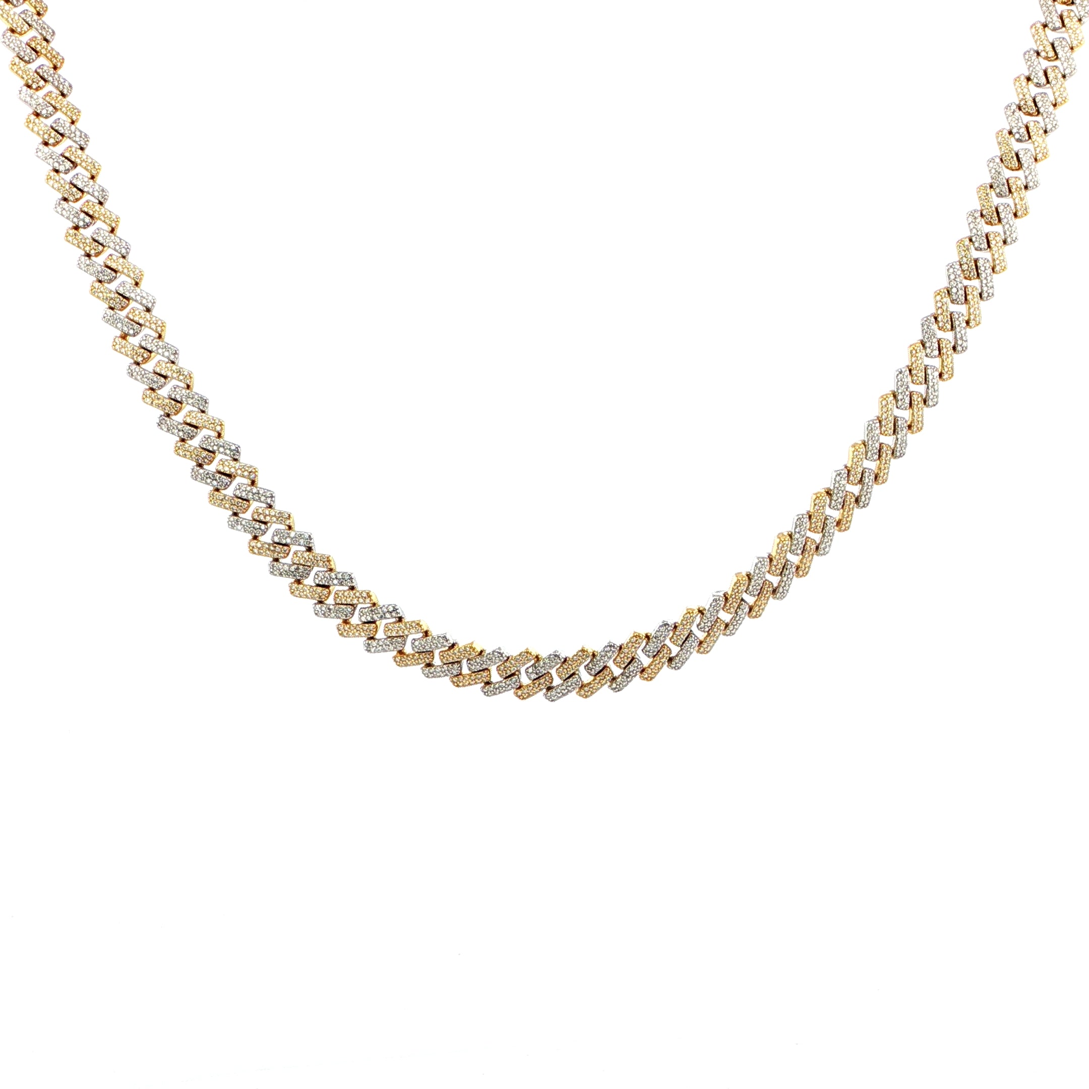 Gold plated silver Miami Cuban necklace with VVS Moissanite