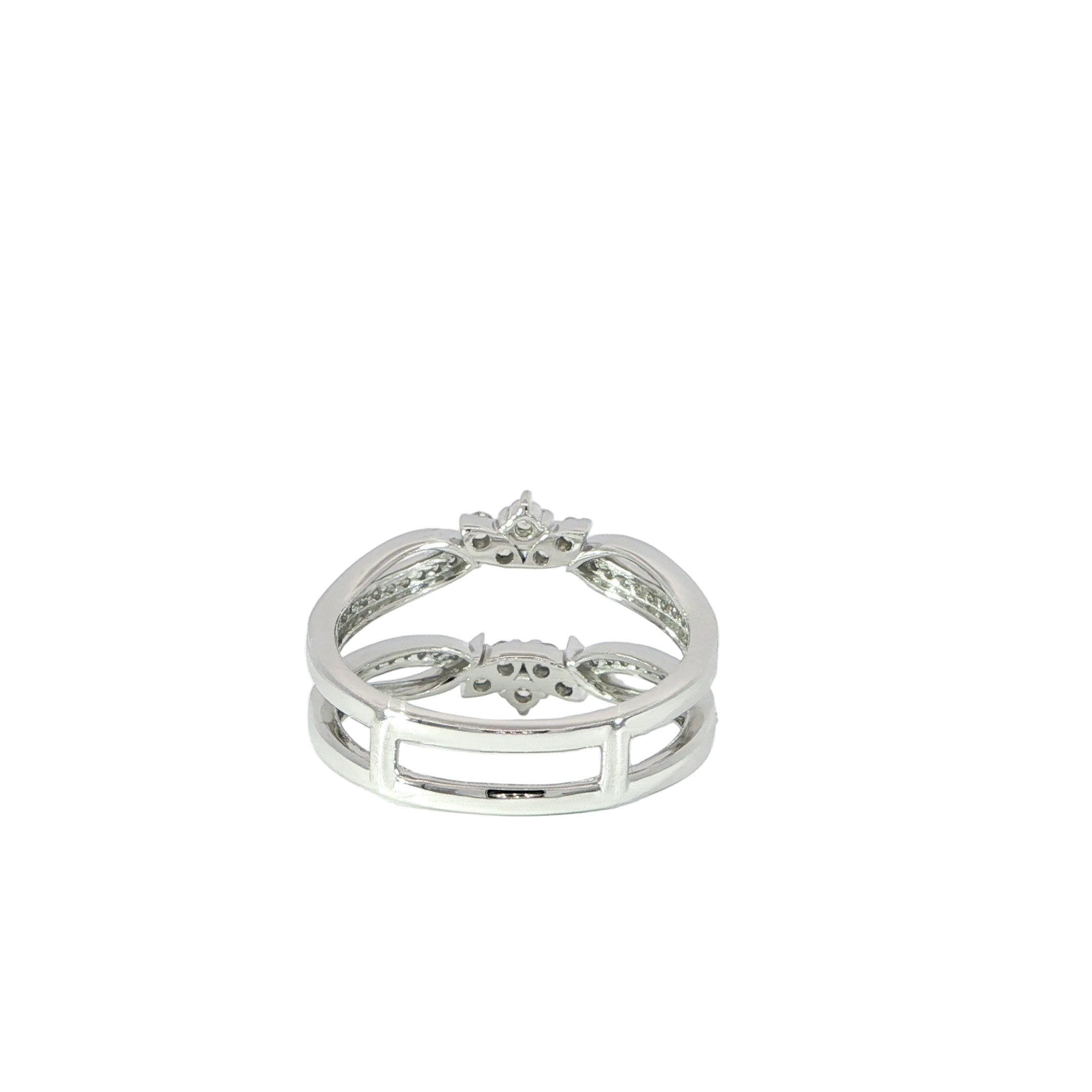 14K white gold curved diamond enhancer ring for engagement rings