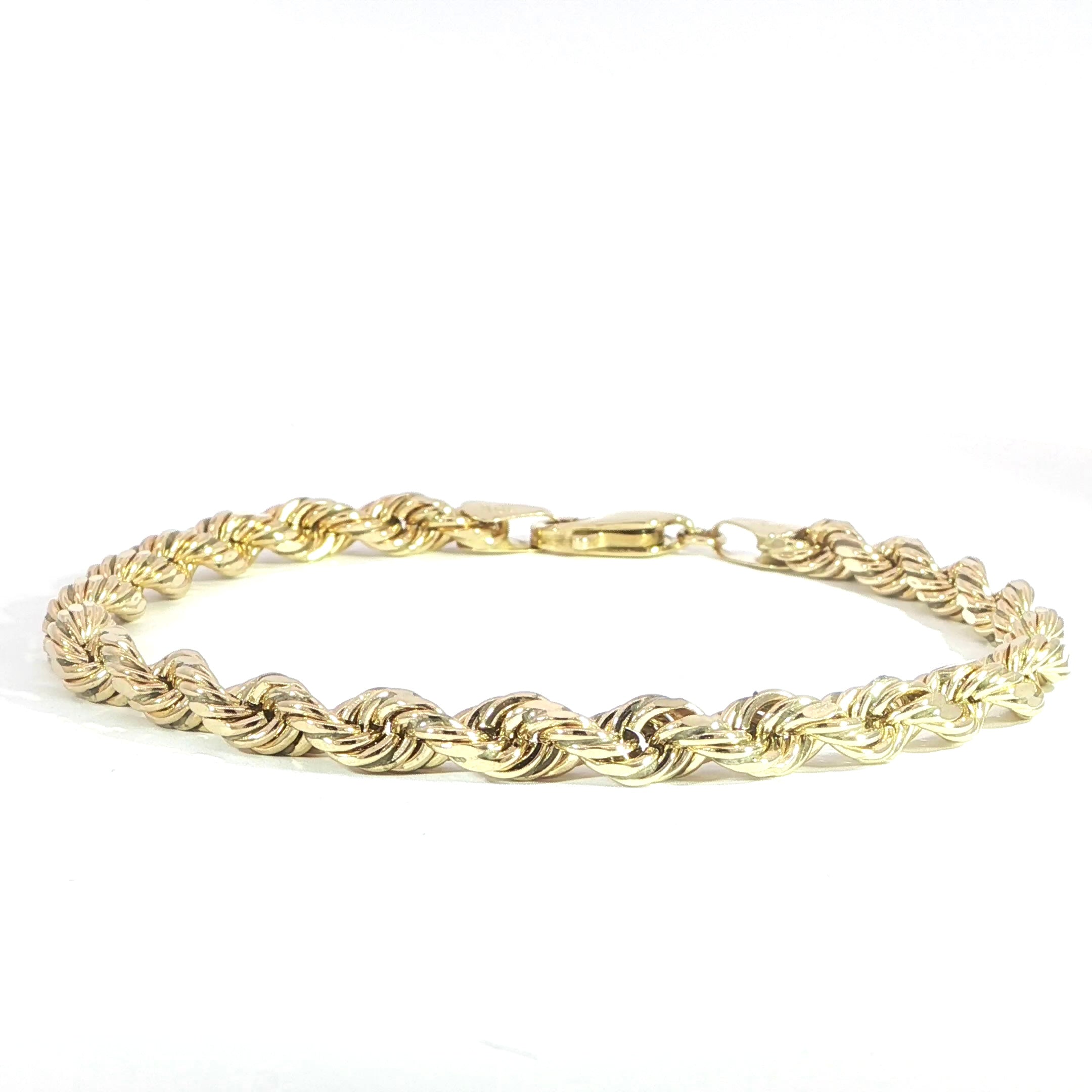 Classic 10K gold rope bracelet with diamond-cut finish