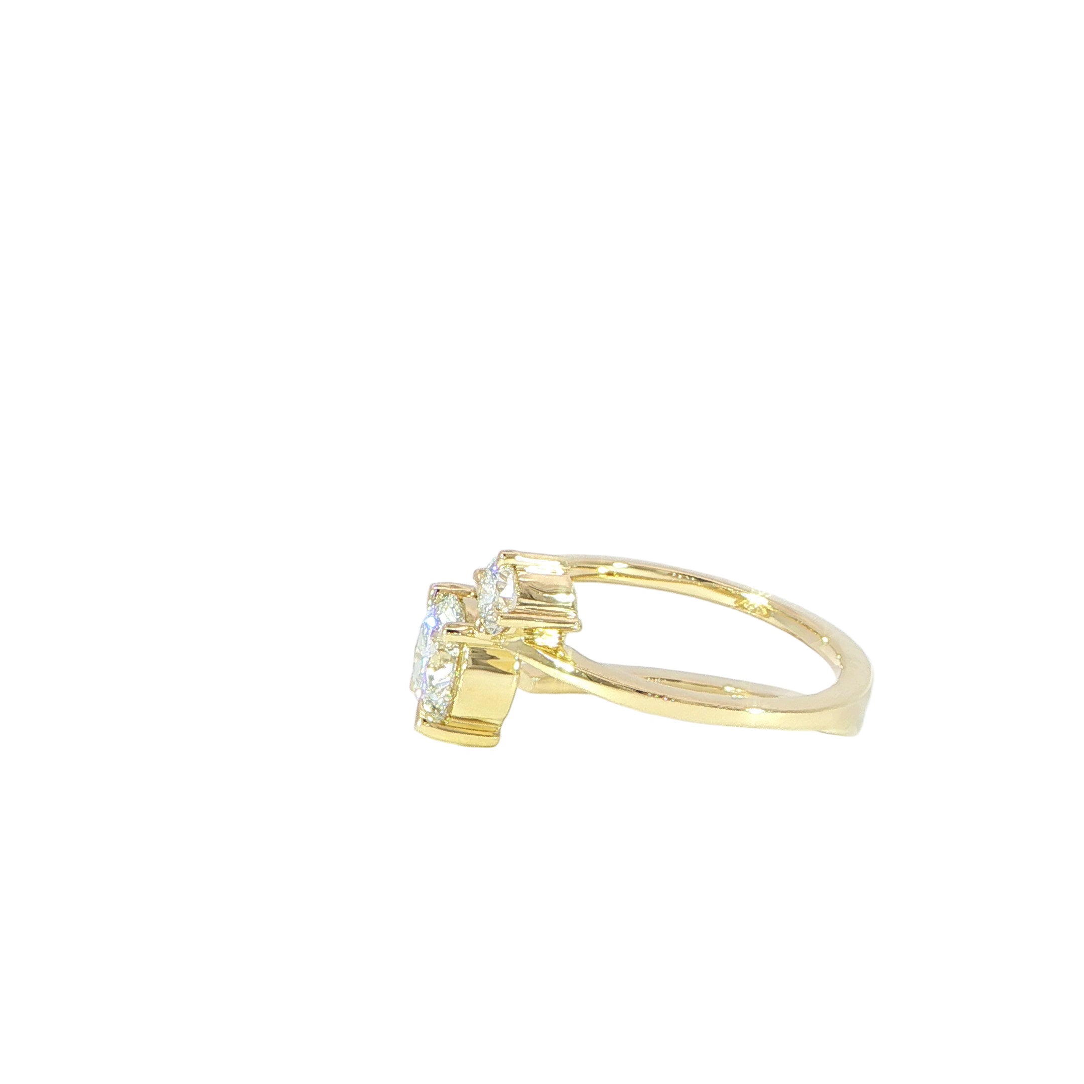 Two-stone round diamond ring in gold side profile