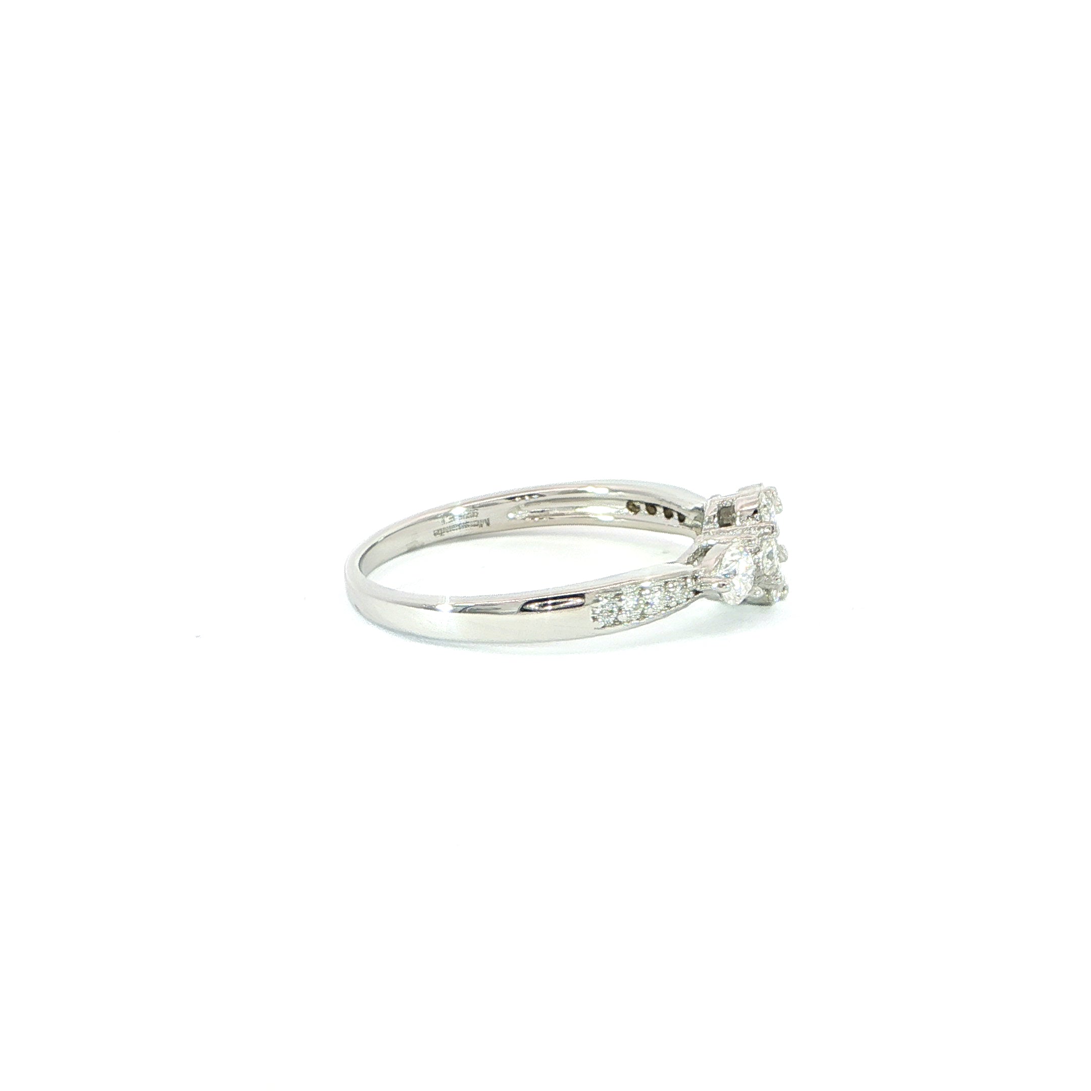 Sterling silver cluster ring with round moissanite side stones
