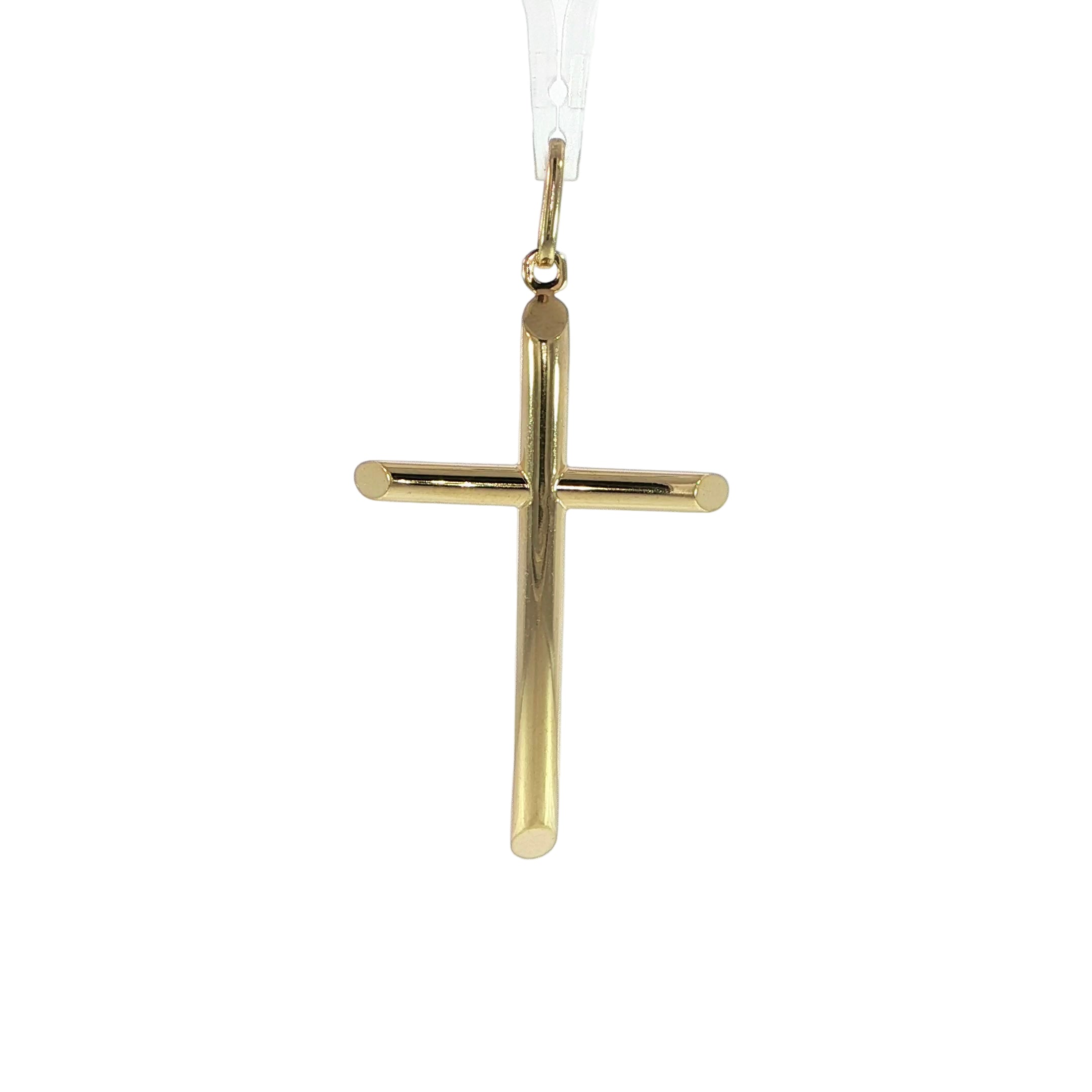 10K gold cross pendant featuring a sleek polished finish.