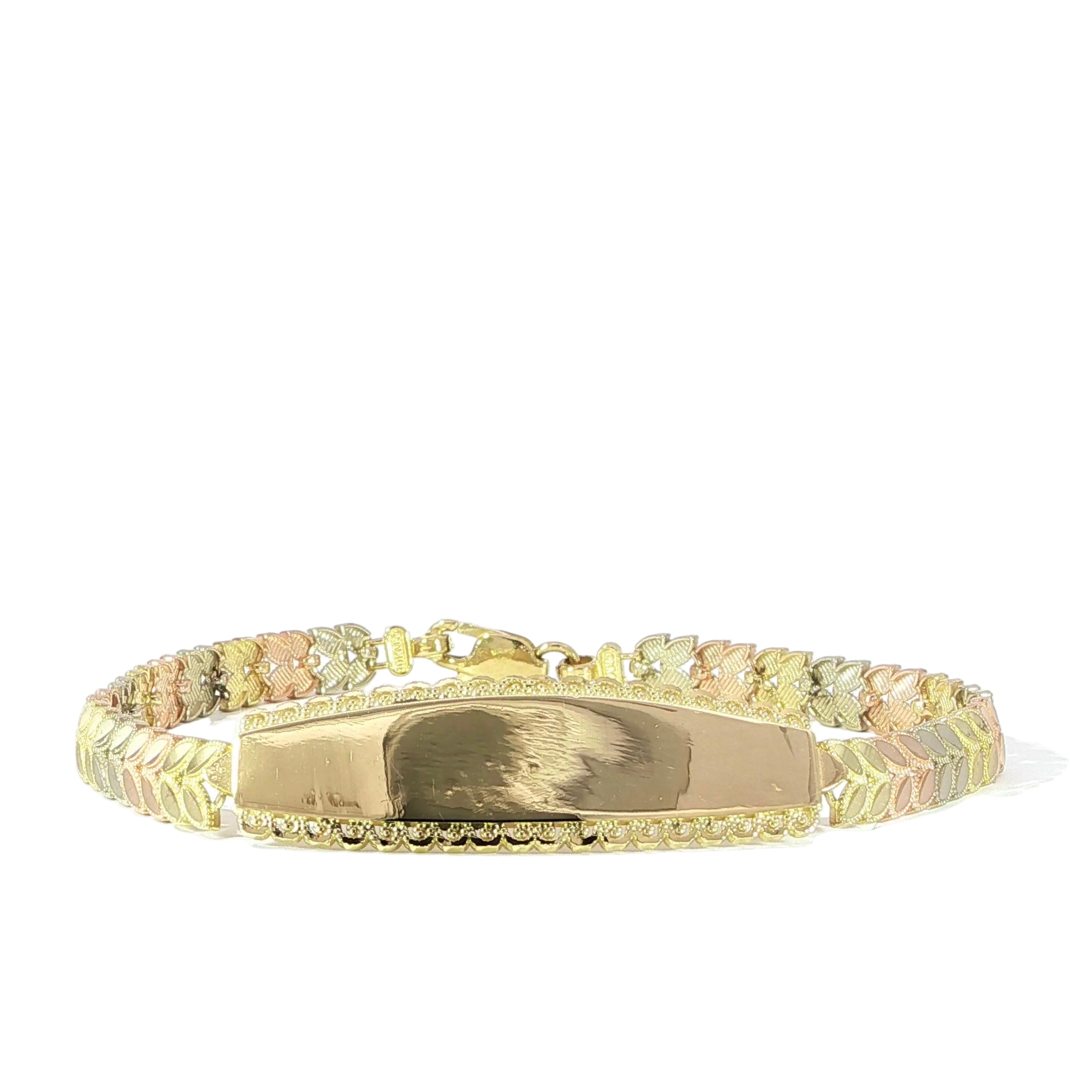 Engravable ID bracelet in yellow white and rose gold