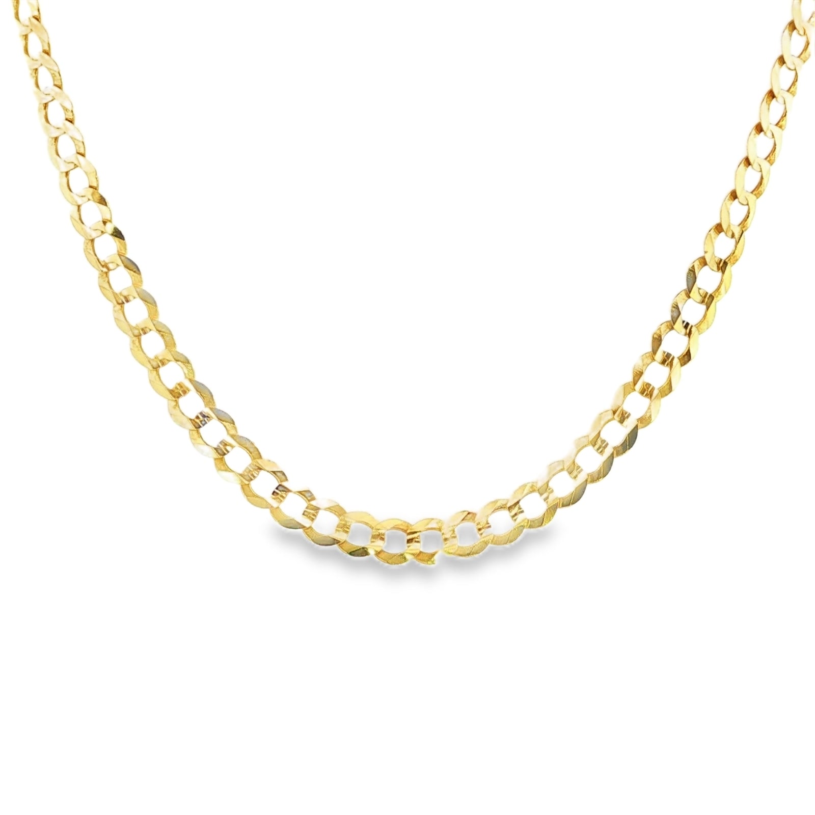Solid 10K Yellow Gold Curb Chain Necklace With Bold 8.5MM Links.