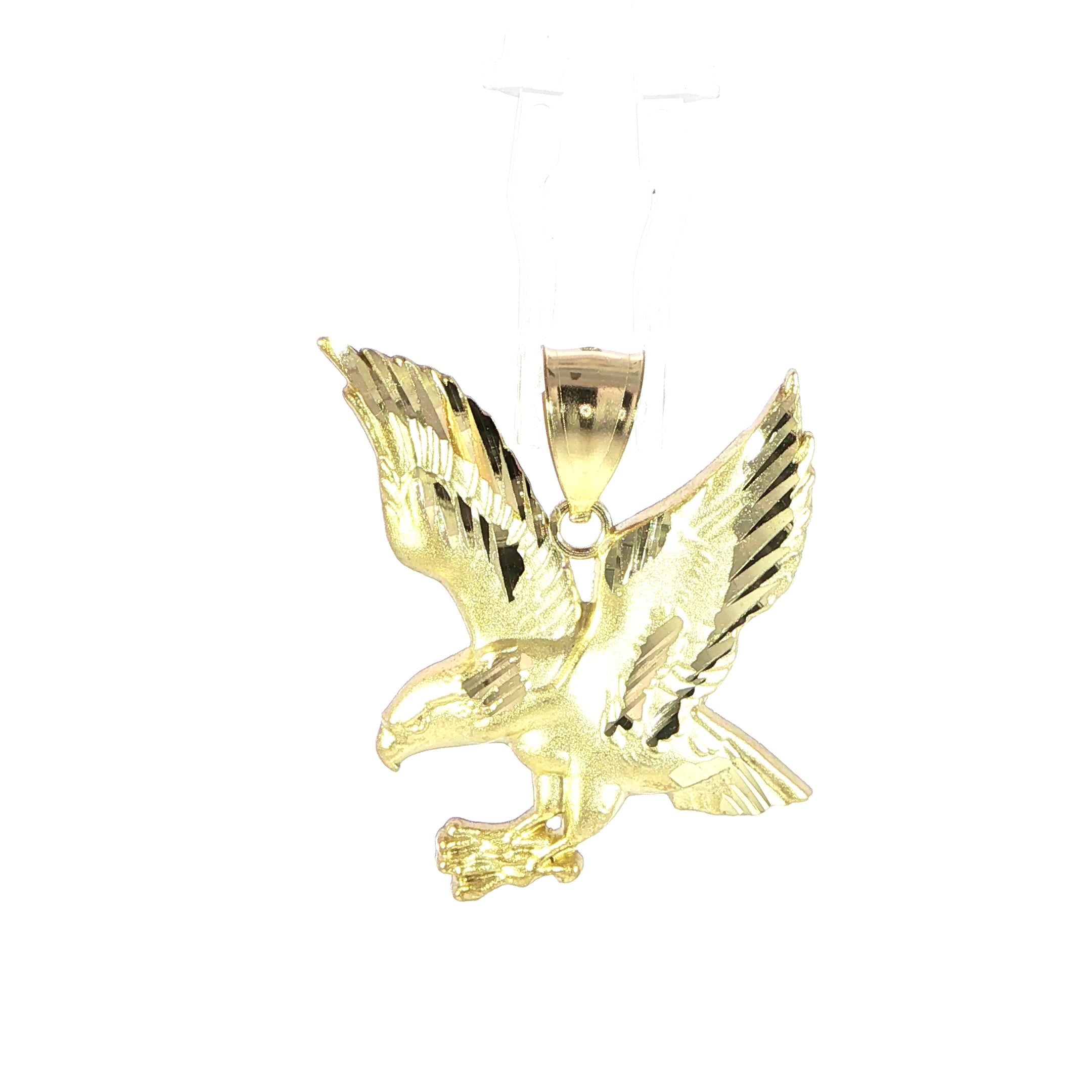 10K Yellow Gold Eagle Pendant with Diamond-Cut Soaring Wings