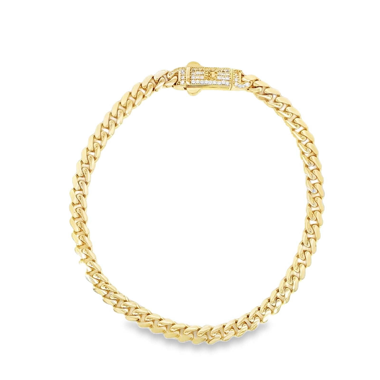 14K yellow gold Miami Cuban link bracelet with CZ clasp