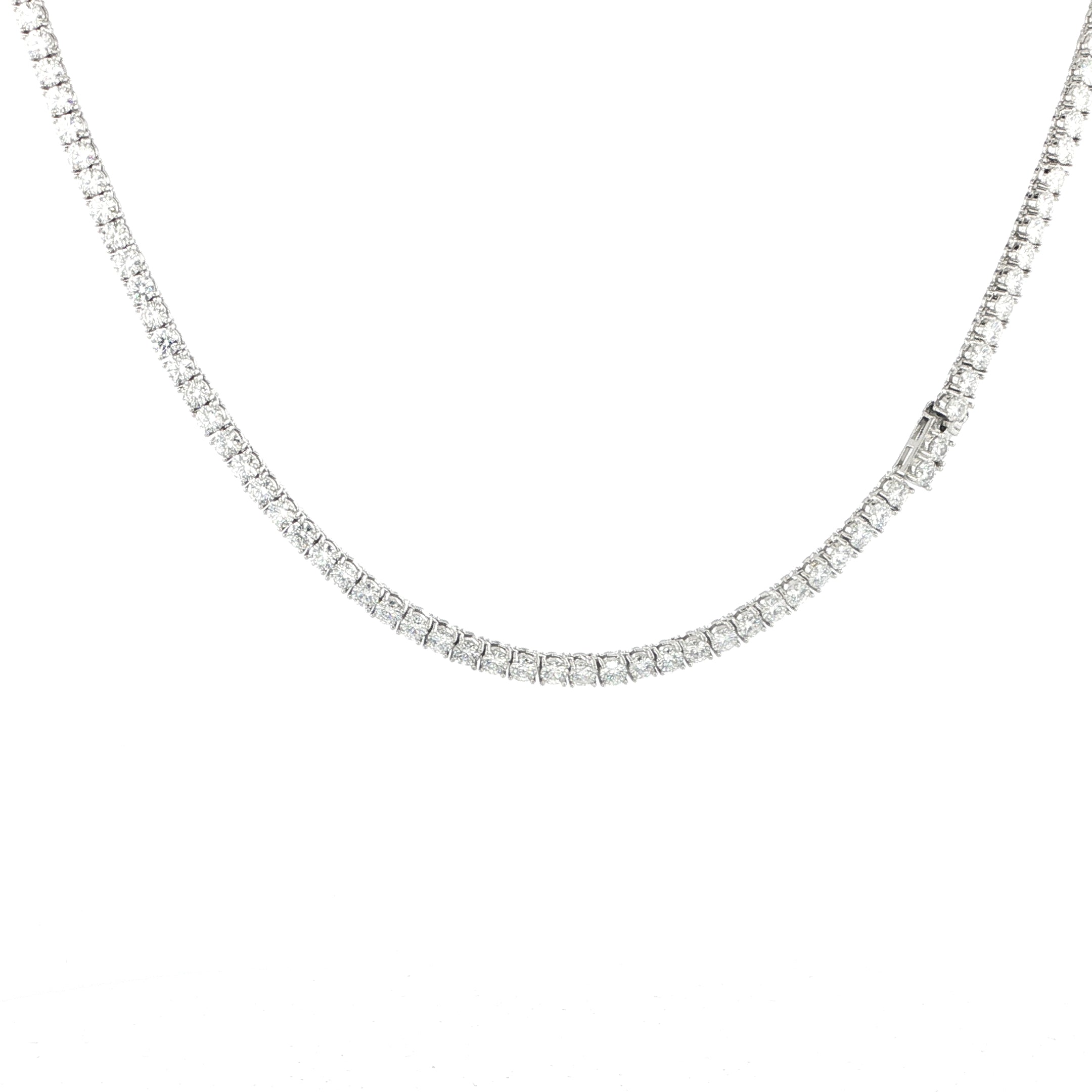 Sterling Silver White Moissanite Tennis Chain Necklace In A 4MM Classic Style.