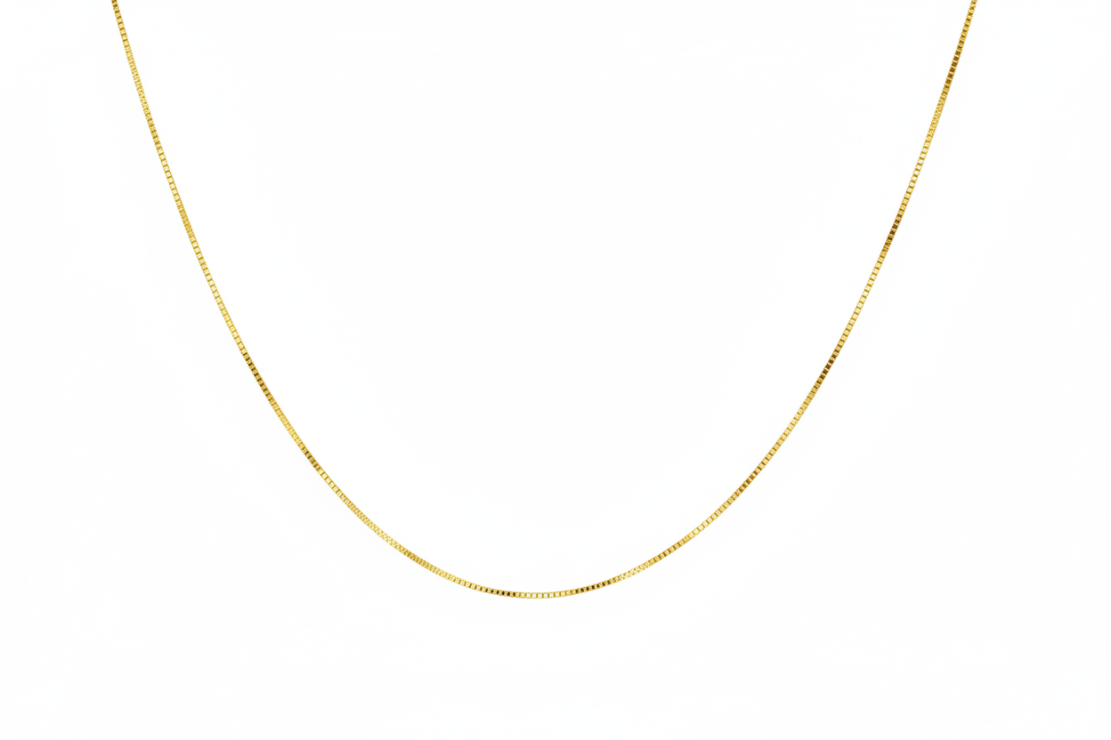 Lightweight 14K Gold Box Chain Necklace For Pendants.