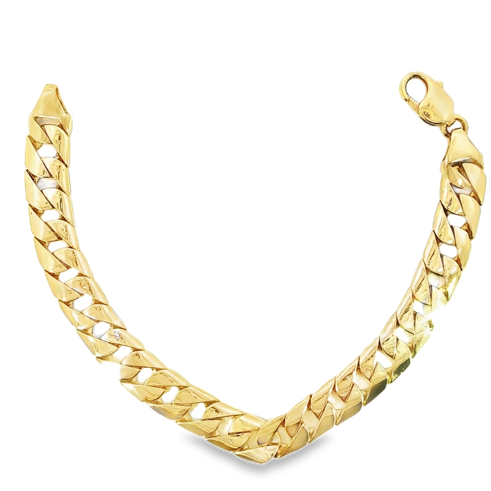 10K yellow gold classic Miami Cuban bracelet with polished links