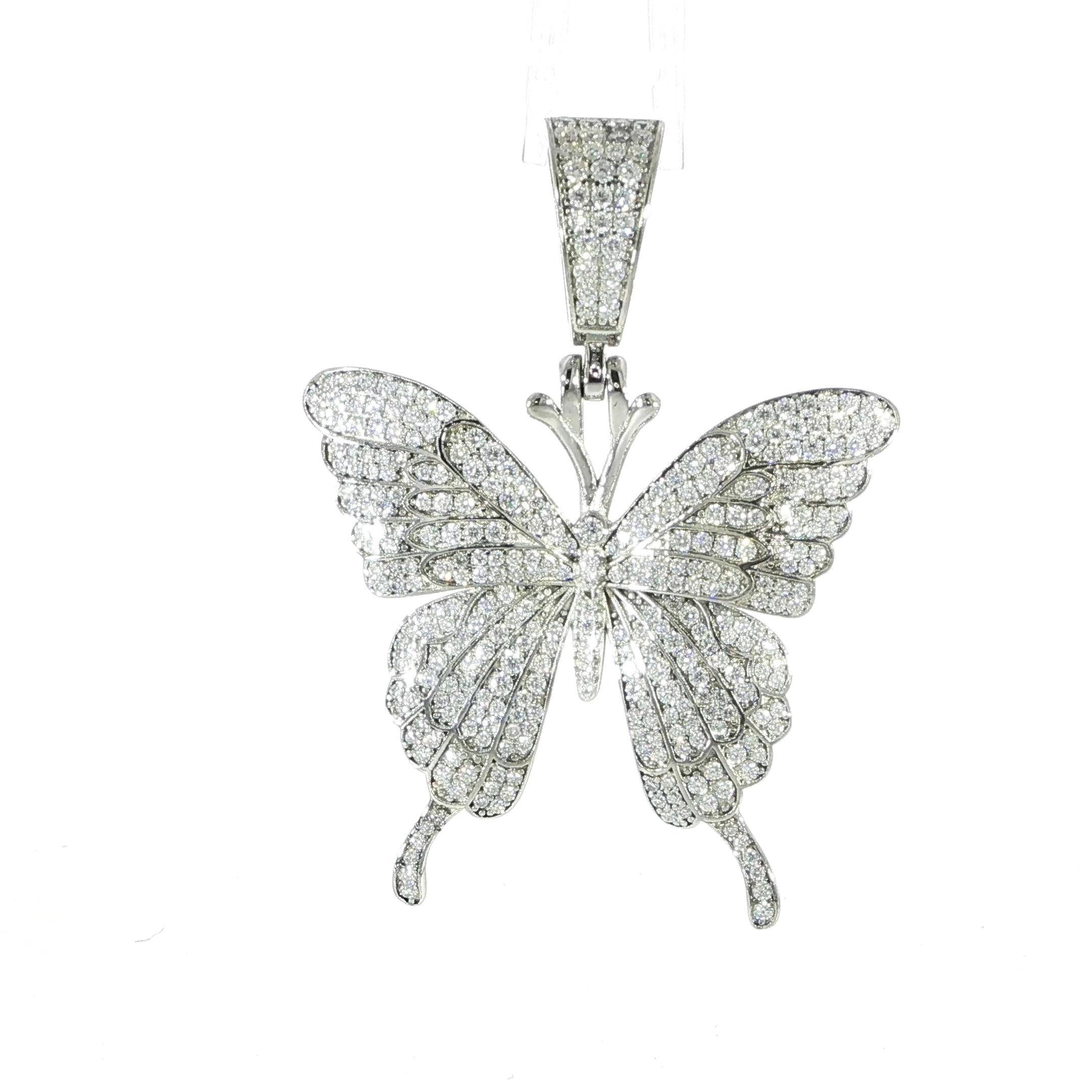 Close-up view of butterfly pendant with intricate wing detailing