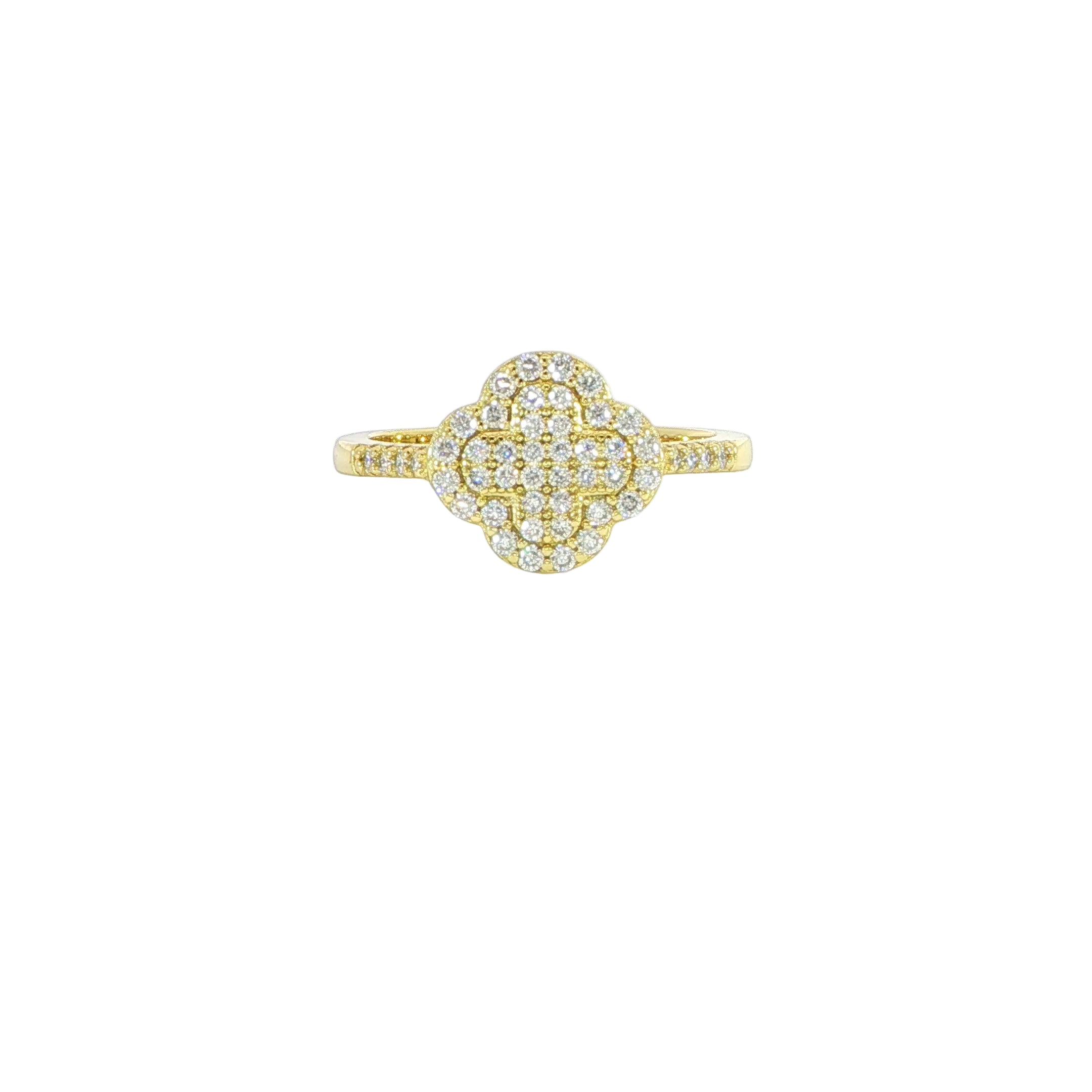 Sterling silver iced out clover ring with VVS moissanite stones