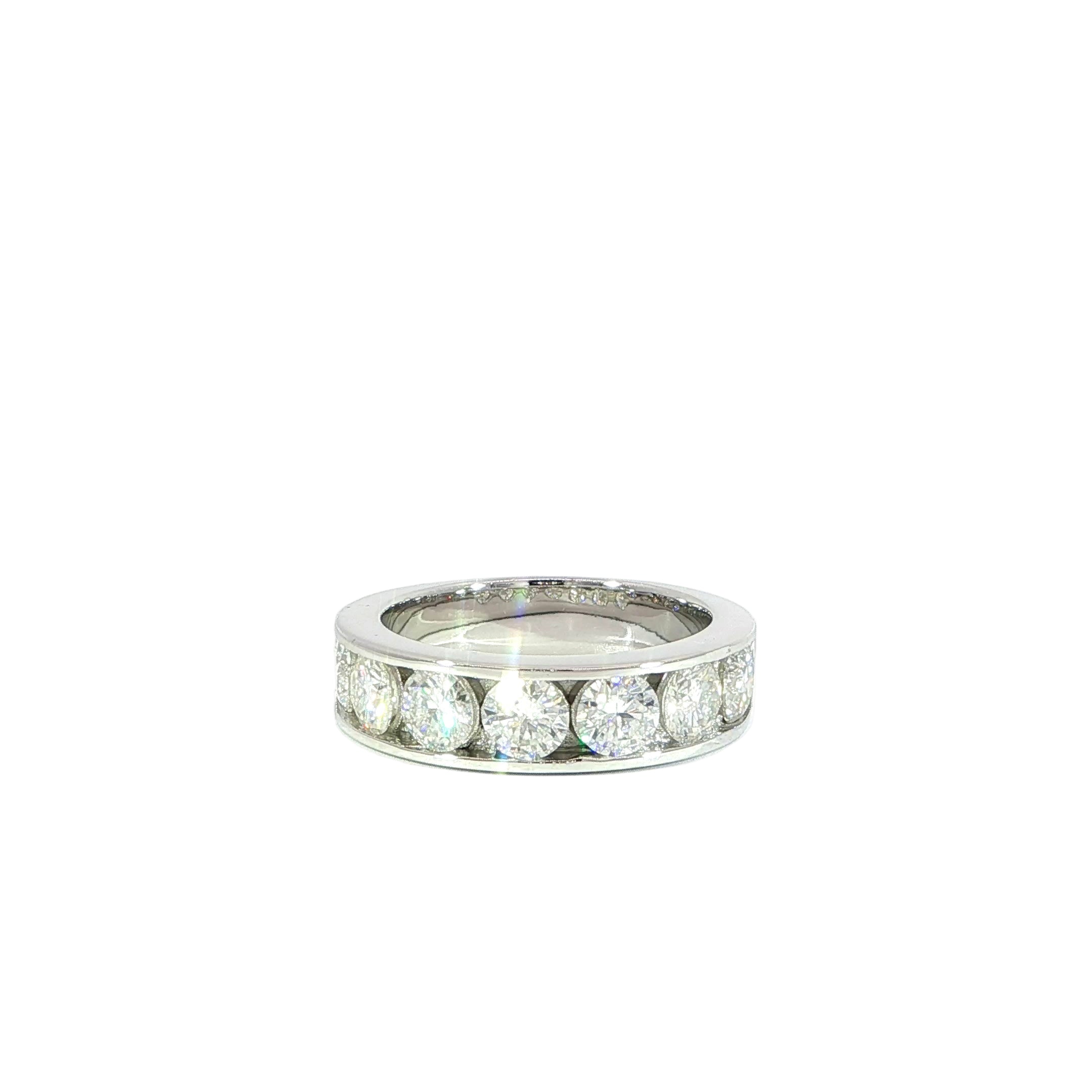 Front 6.5 MM men's moissanite band in 925 sterling silver