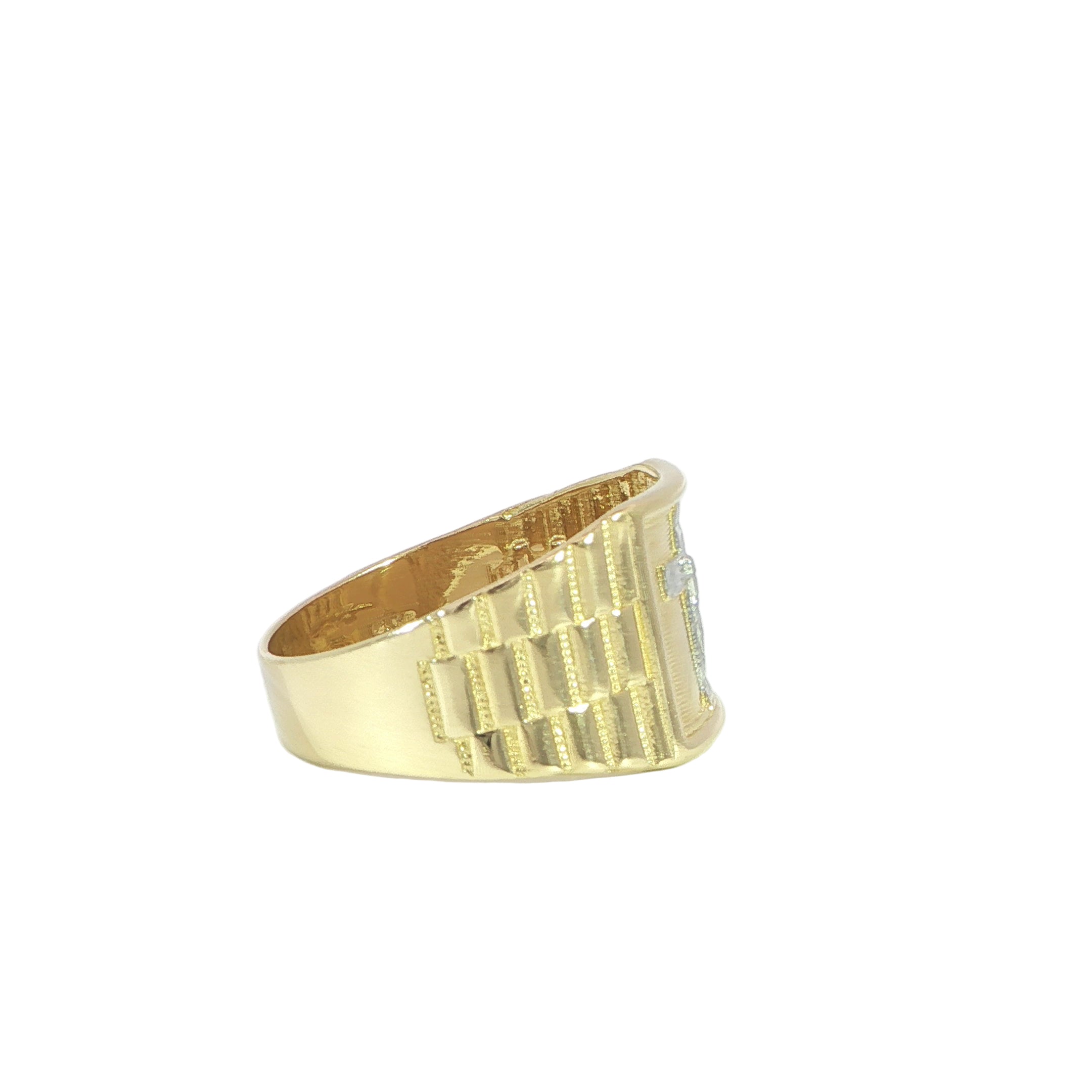 Elegant 14K gold crucifix statement ring