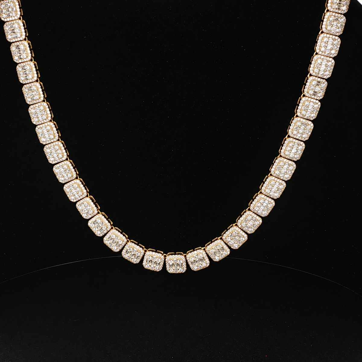 Full view of an 11 mm sterling silver moissanite tennis chain