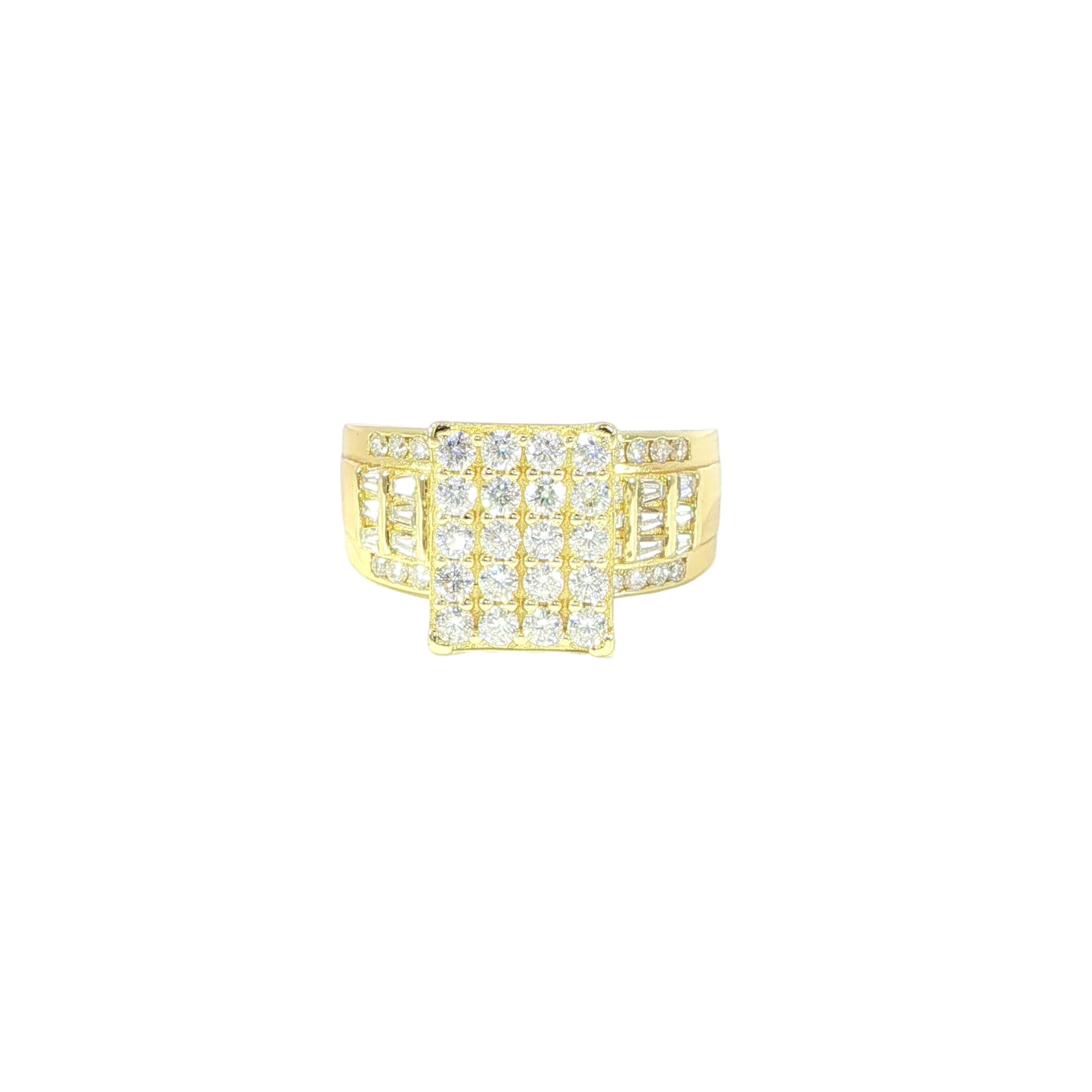 925 sterling silver statement ring with rectangular cluster design