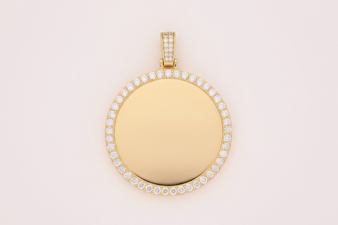 Personalized memory pendant with VVS moissanite stones