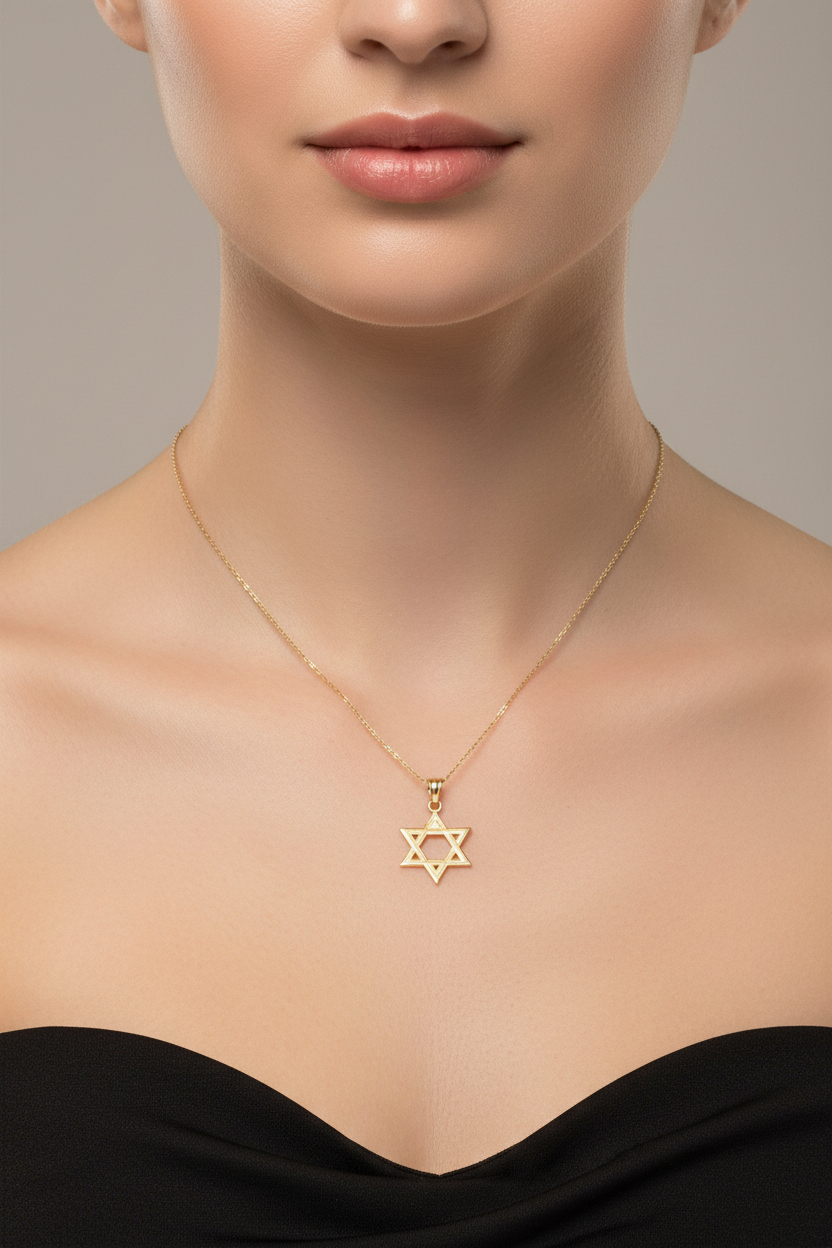 10K yellow gold Star of David pendant