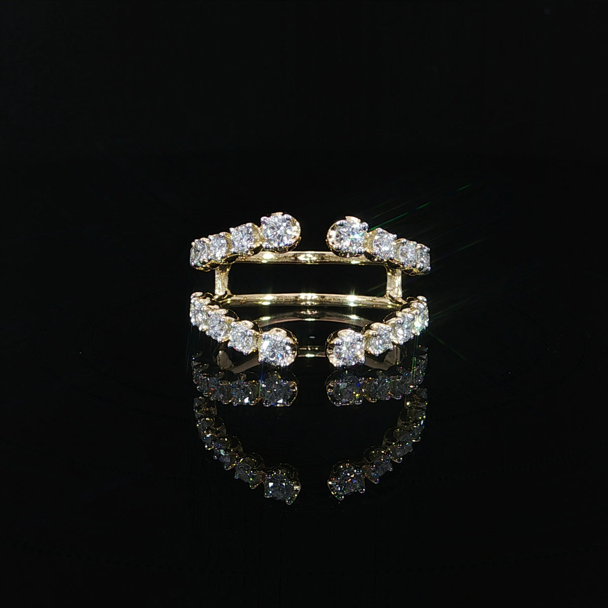 14K gold graduated round engagement ring enhancer with 1 CTW lab grown diamonds