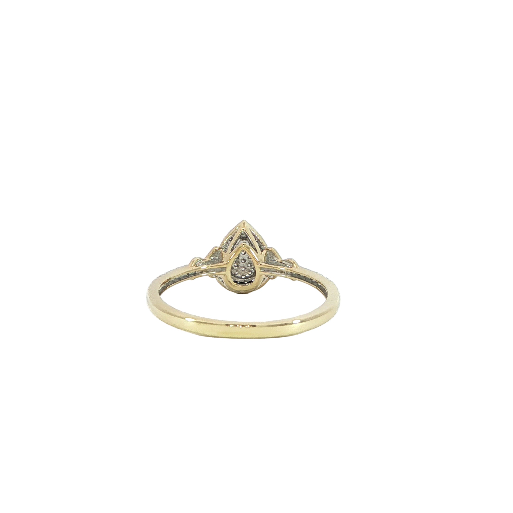 delicate pear diamond ring halo back