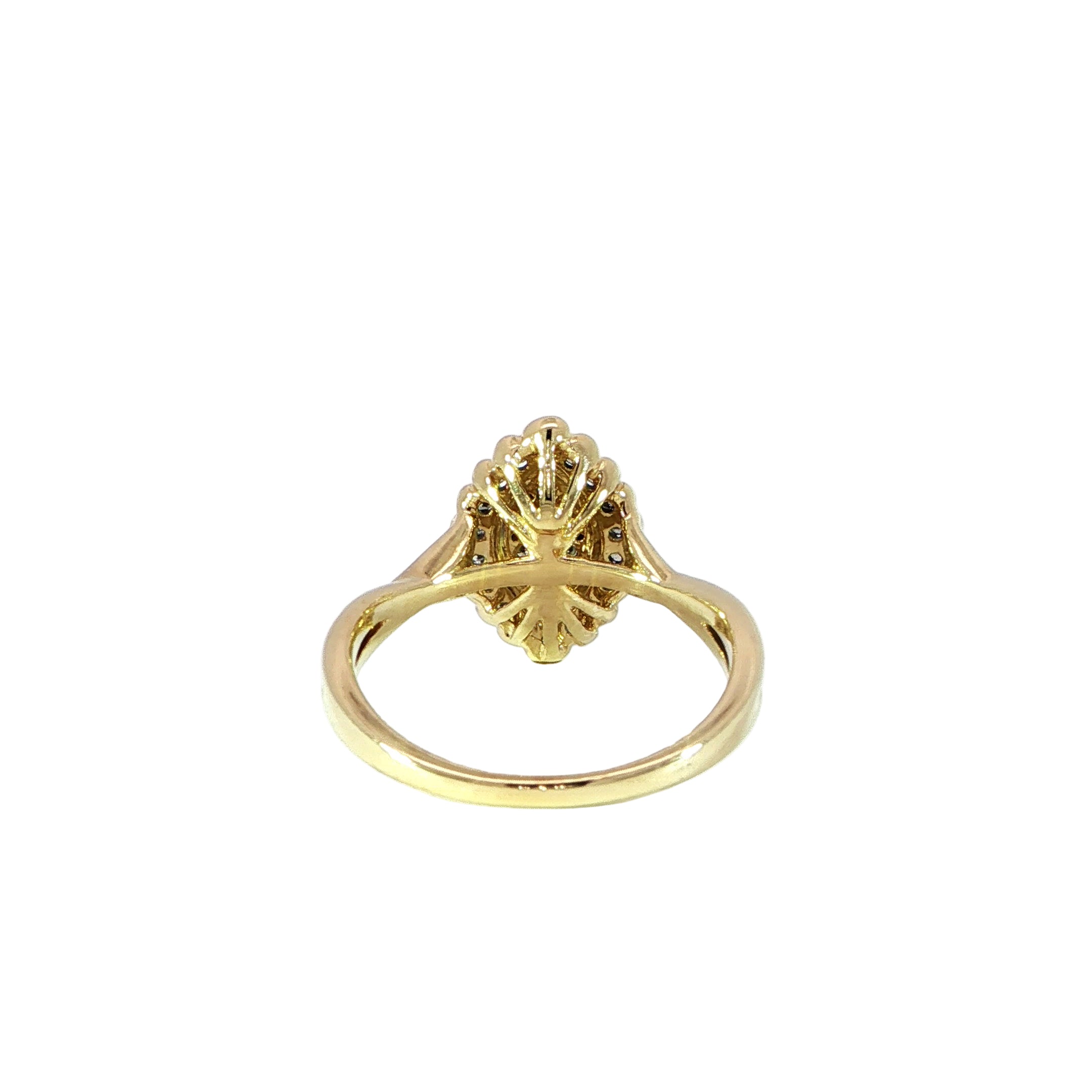 Back view elongated marquise diamond ring