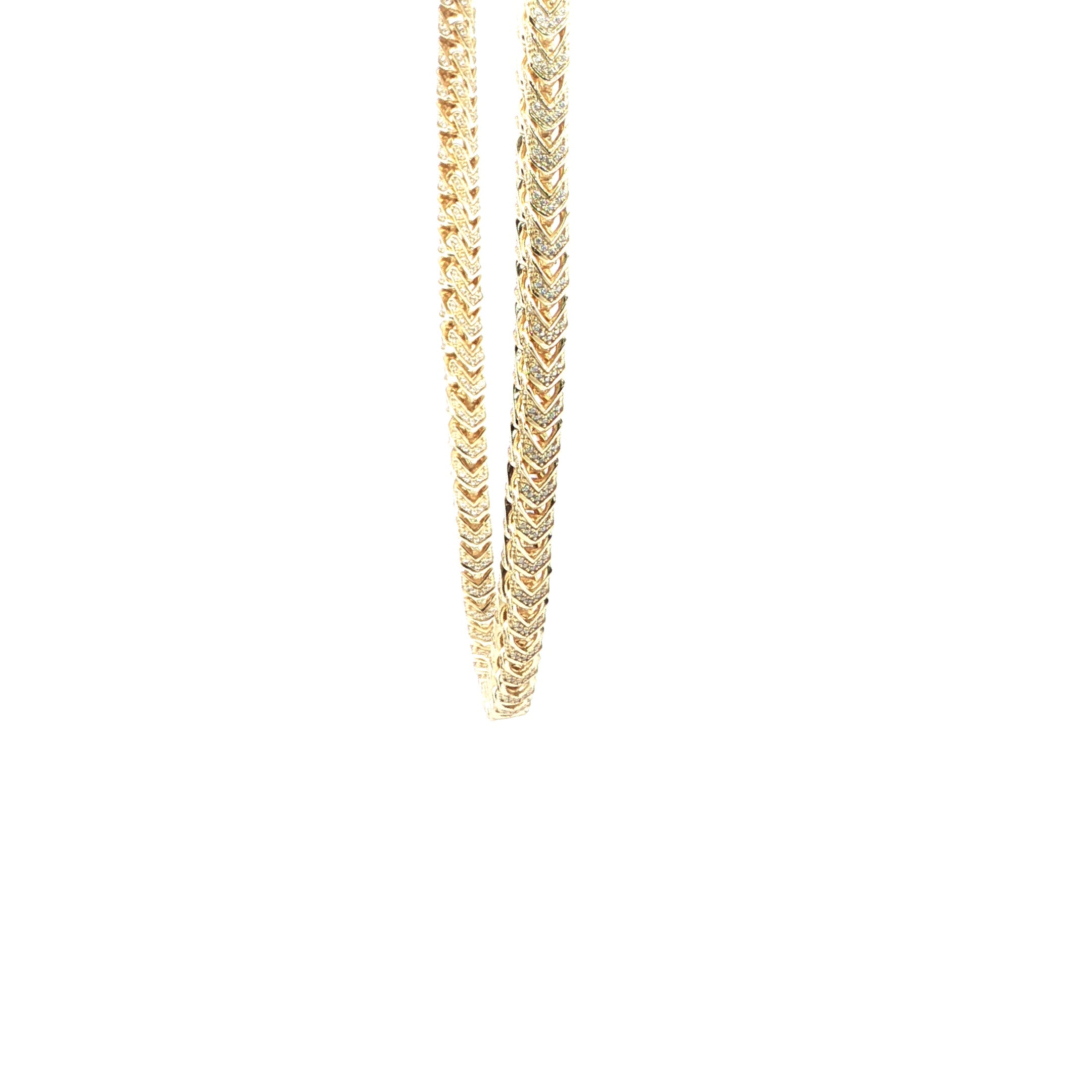 Stylish silver wheat necklace with brilliant VVS Moissanite