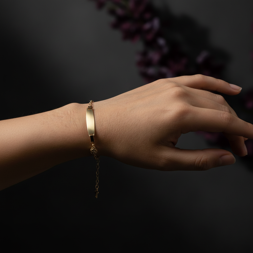 Children's 14K gold engravable ID bracelet with 3MM paperclip links