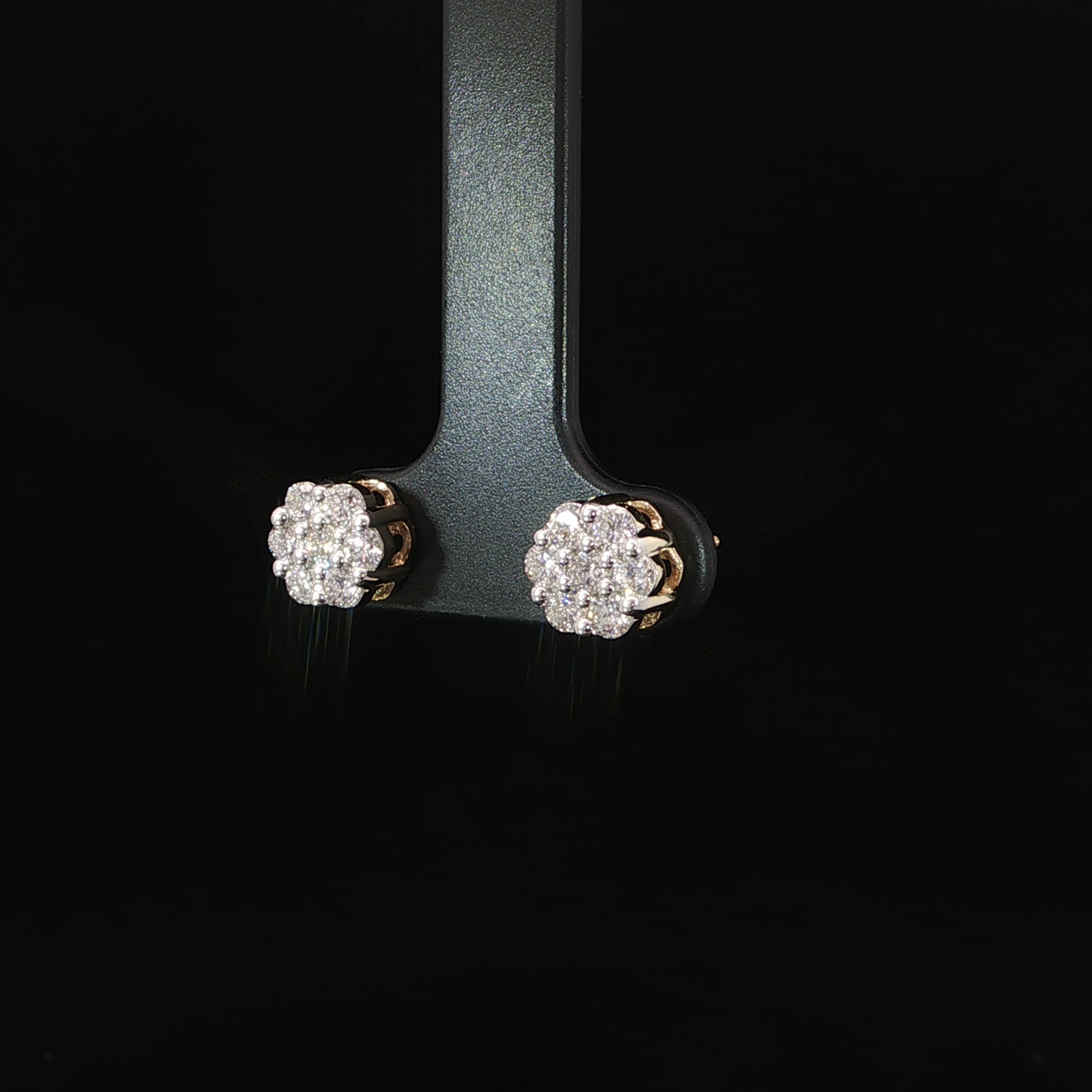 Lab-grown diamond round cluster earrings featuring 0.72 CTW
