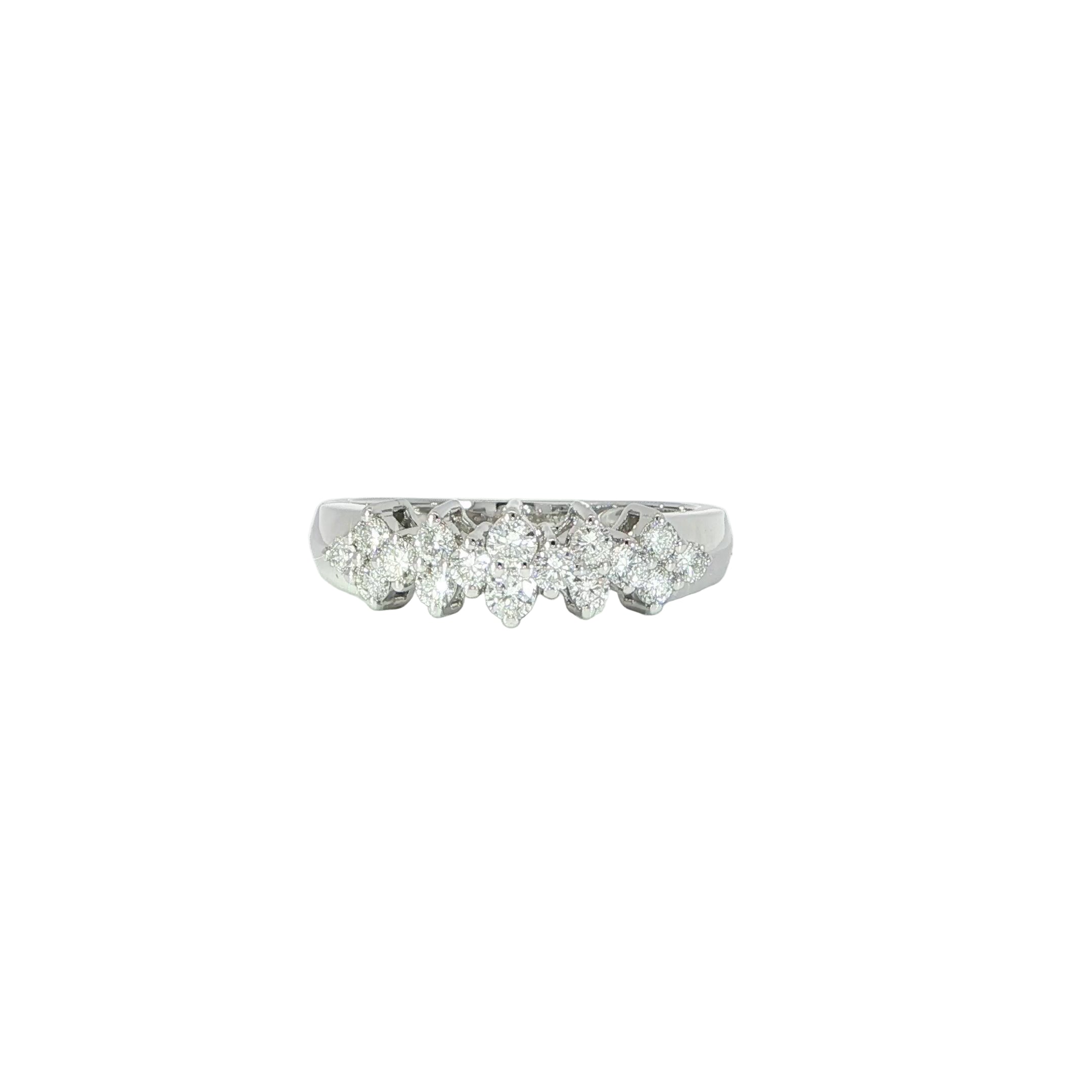 Luxury cluster diamond ring in 14K white gold