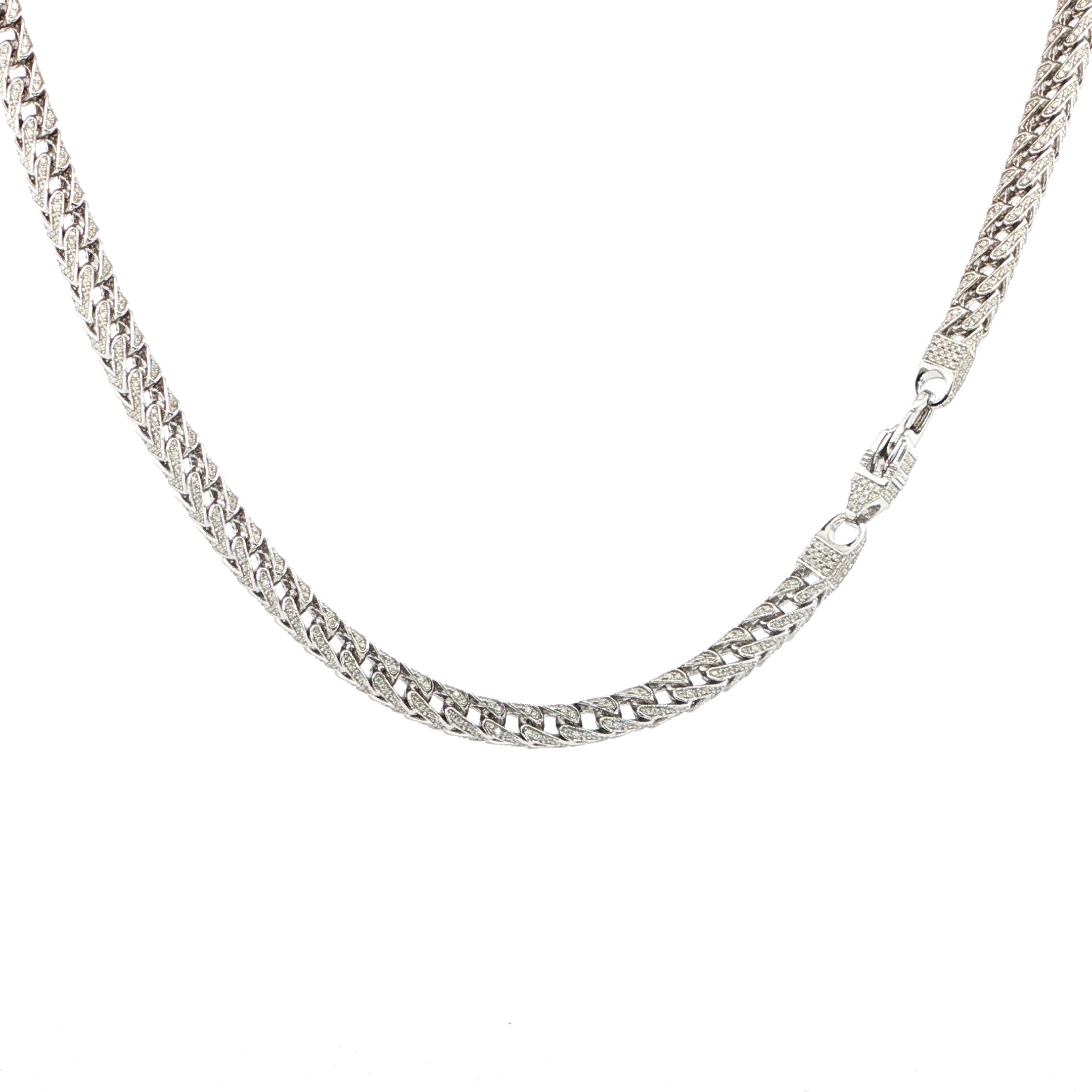 Luxury iced-out wheat pattern necklace in Sterling Silver