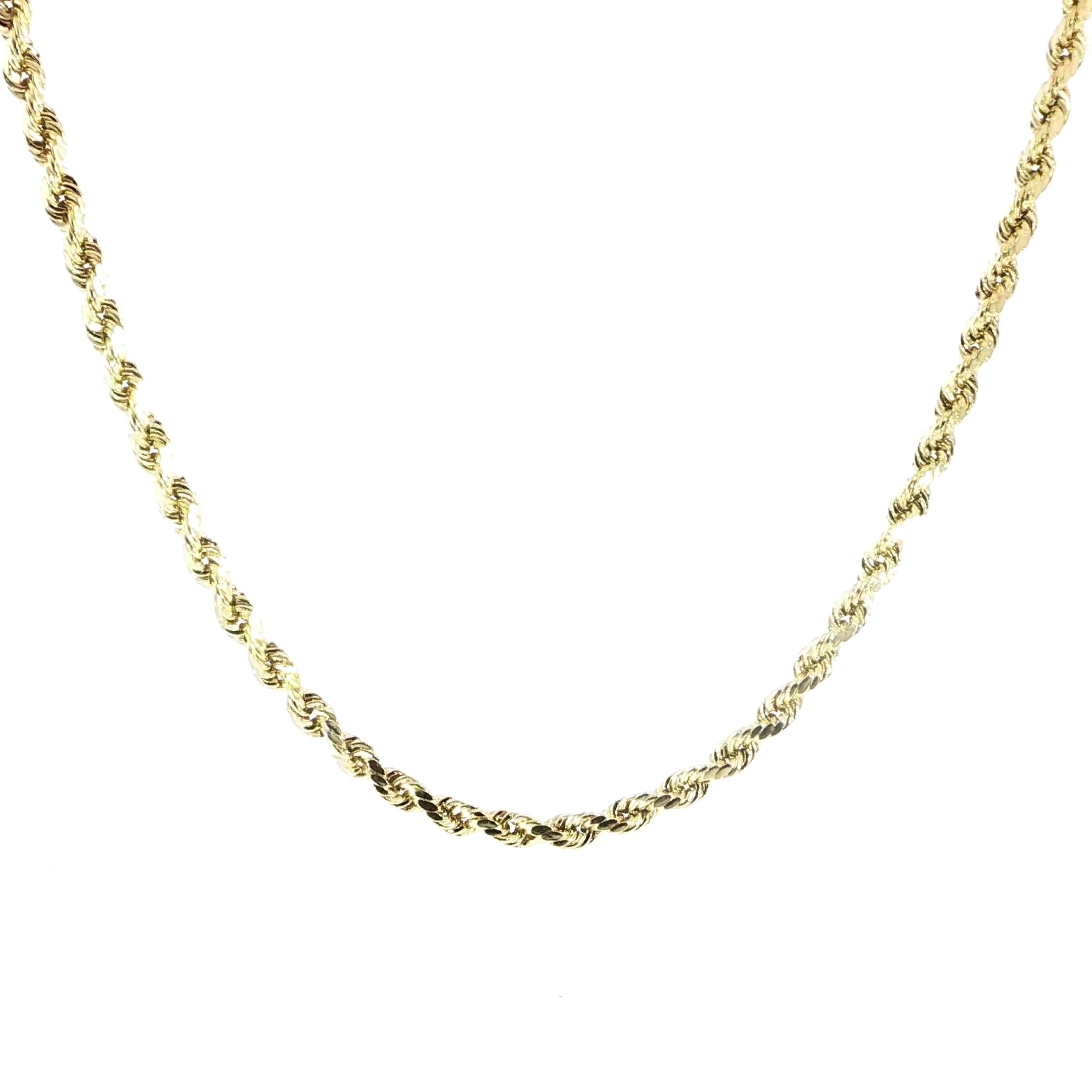 14K gold rope chain necklace with diamond-cut finish 5MM