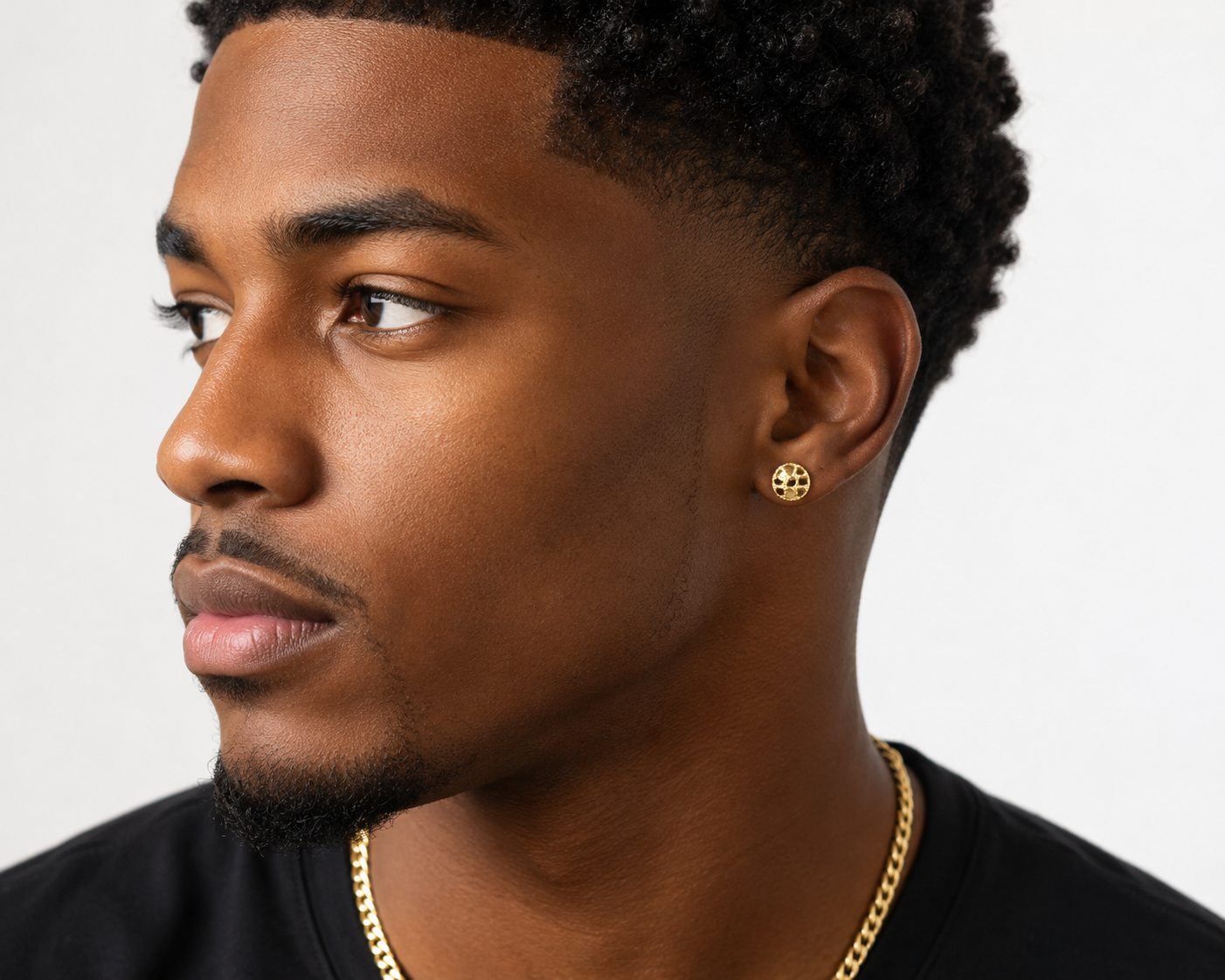 10MM round nugget stud earrings in solid 14K yellow gold