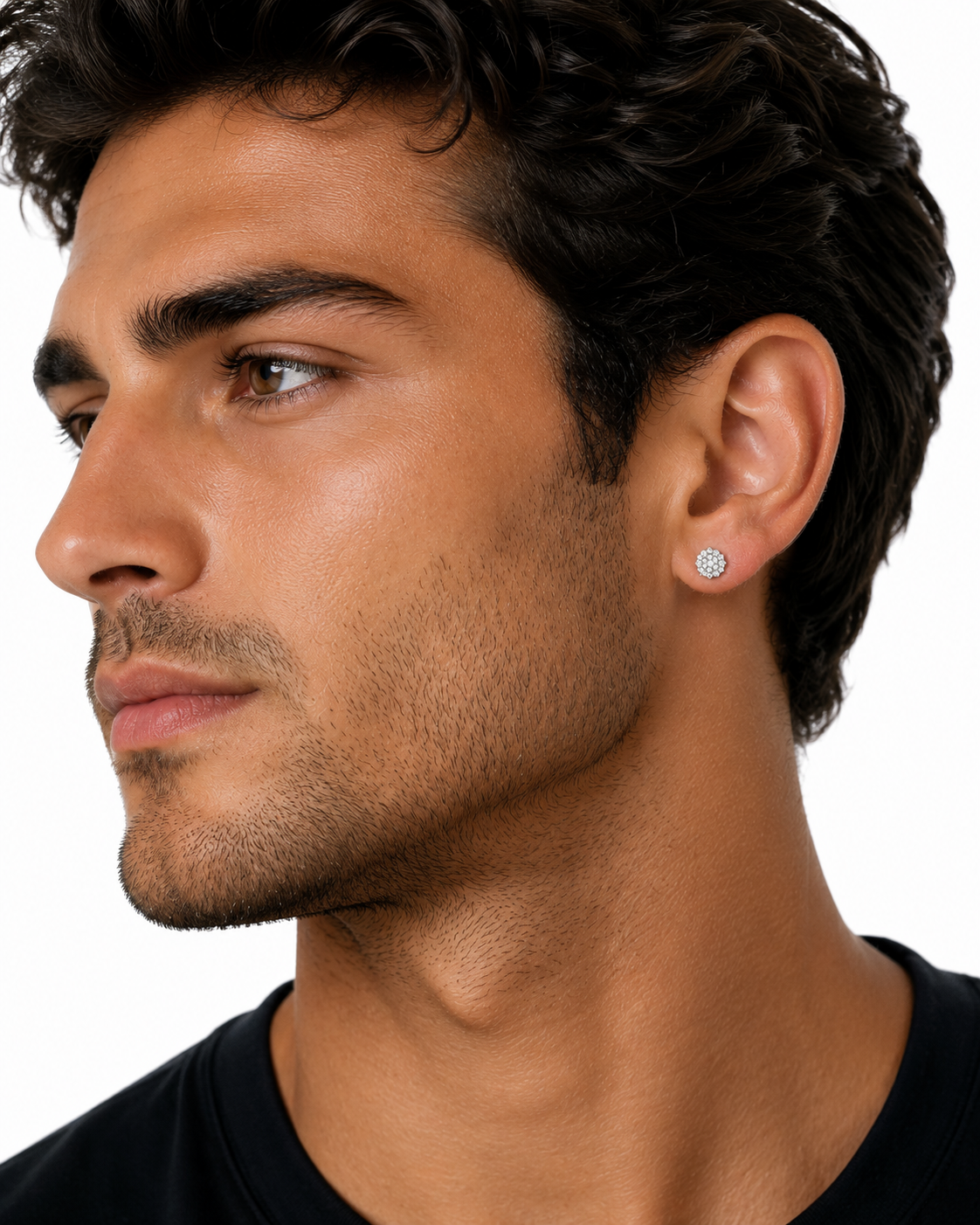 Classic yellow gold diamond cluster stud earrings with SI quality diamonds