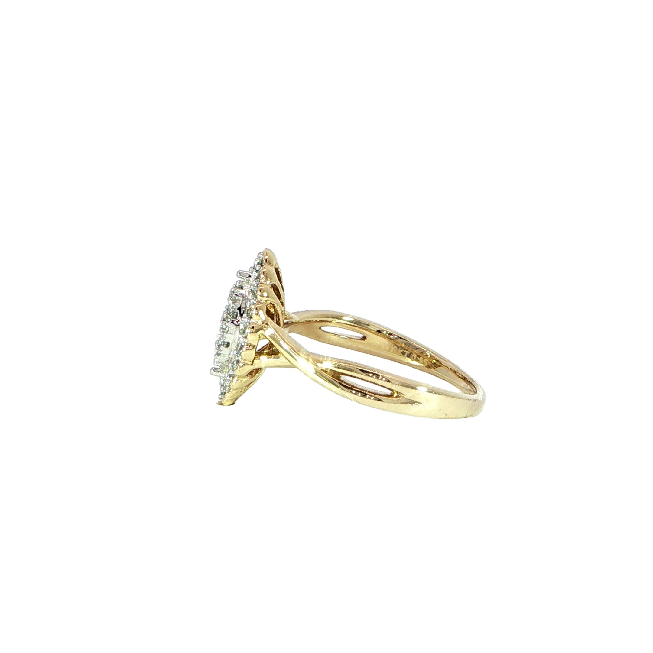 marquise diamond cluster ring gold side detail