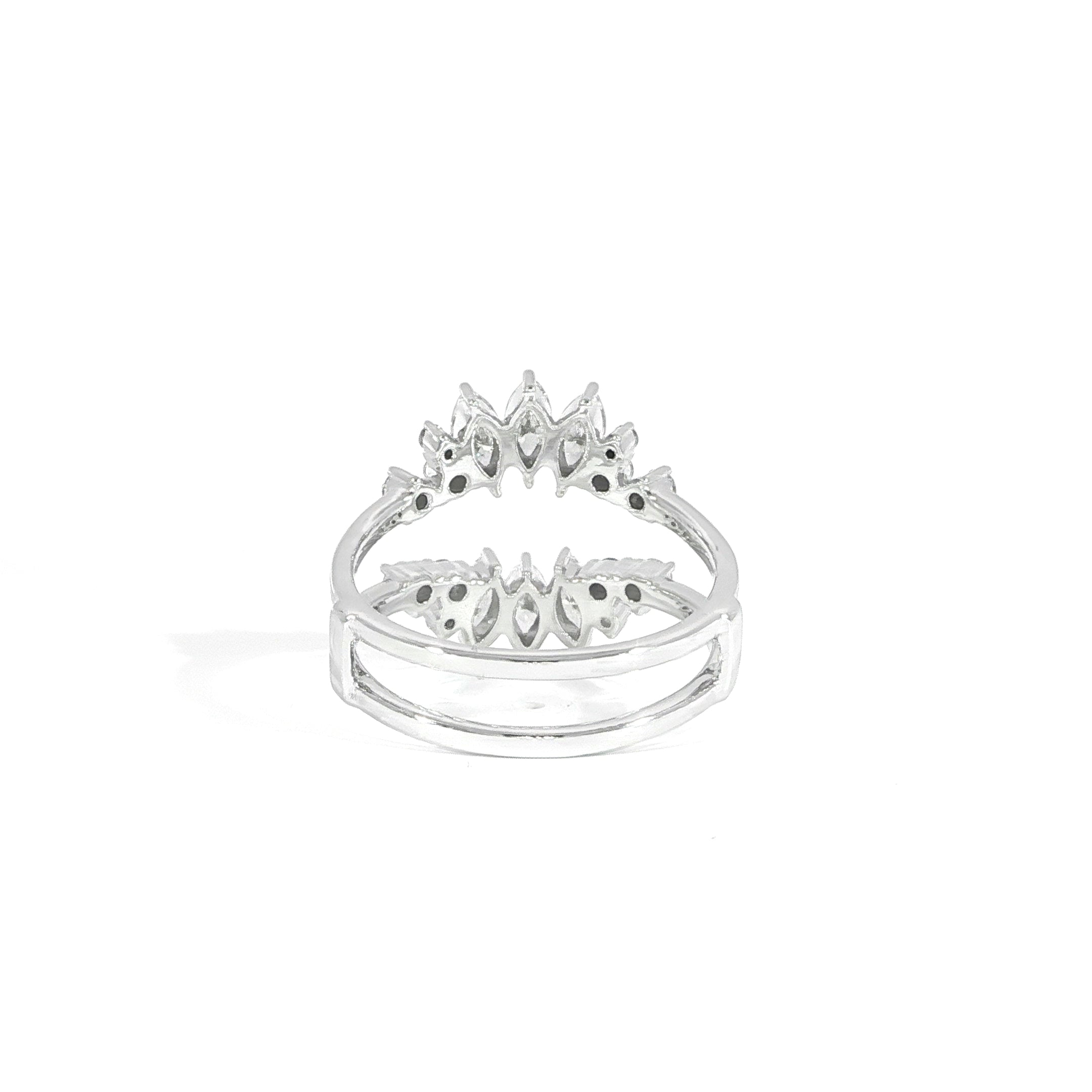 Back view of marquise diamond wrap band for engagement ring
