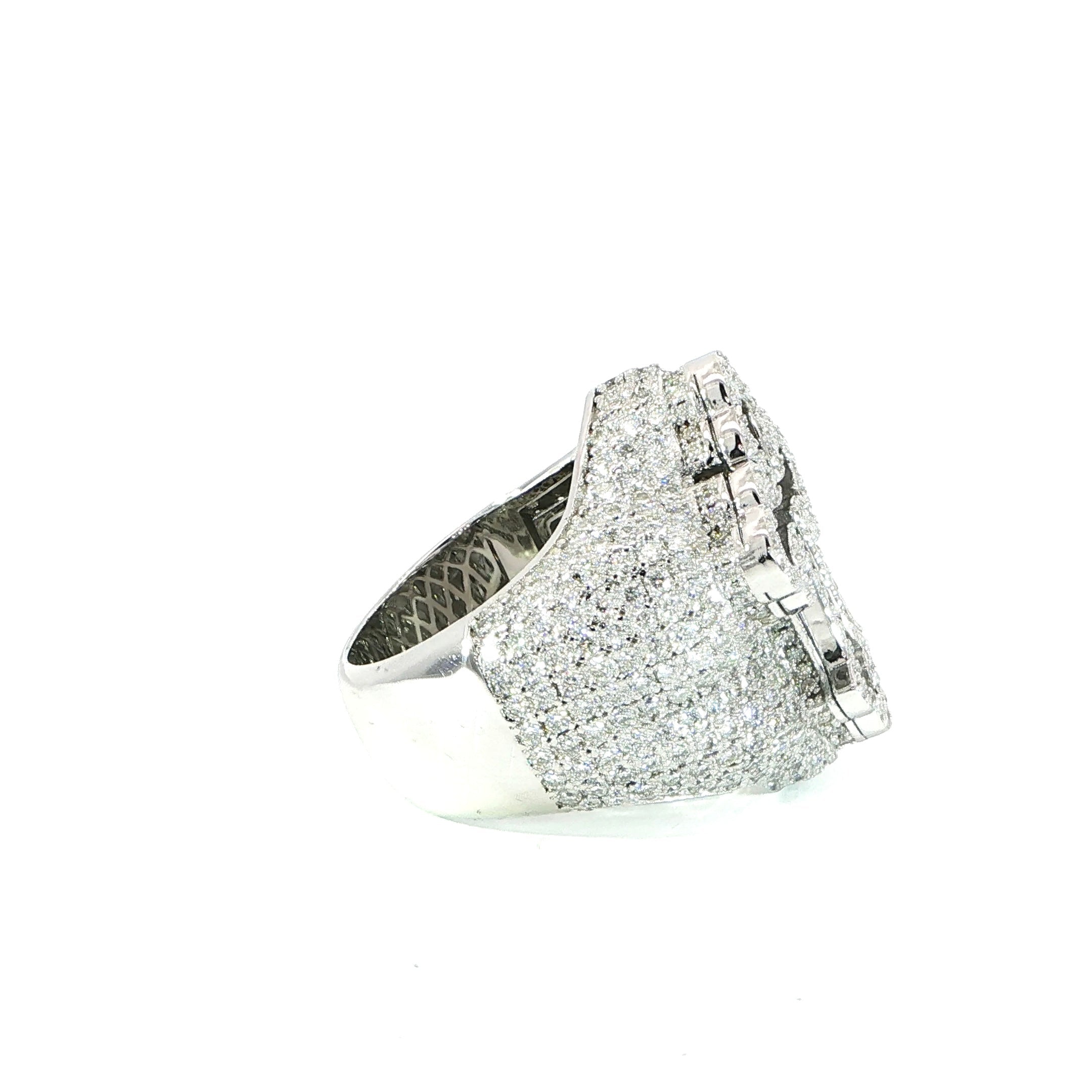Side profile mens iced cross statement ring 28mm