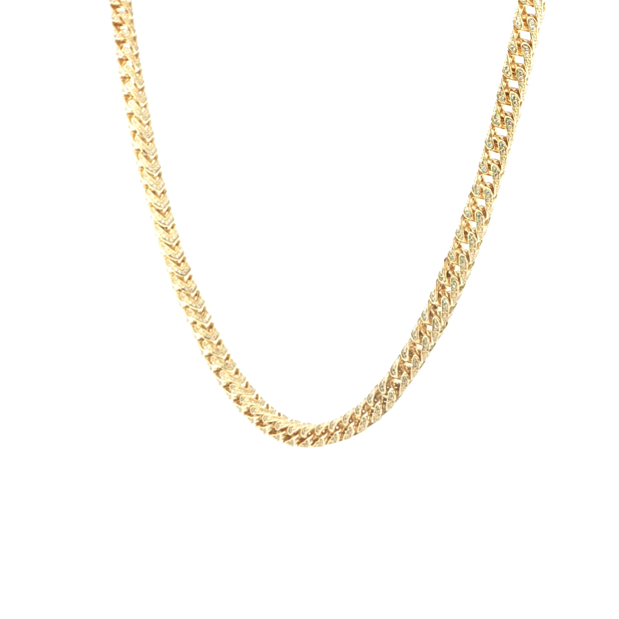 Luxury iced-out wheat pattern necklace in Sterling Silver