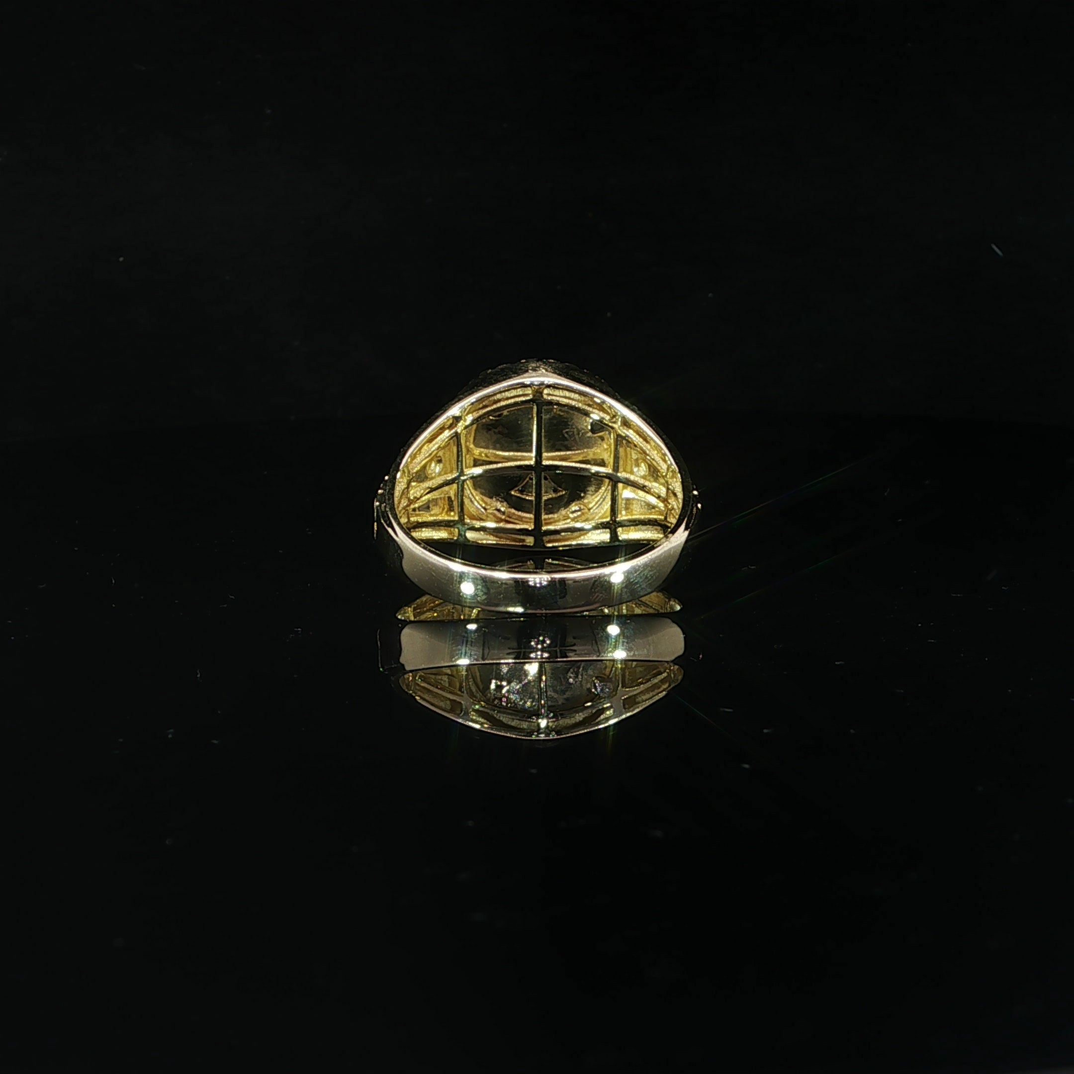 10K gold nautical anchor ring with natural diamond accents