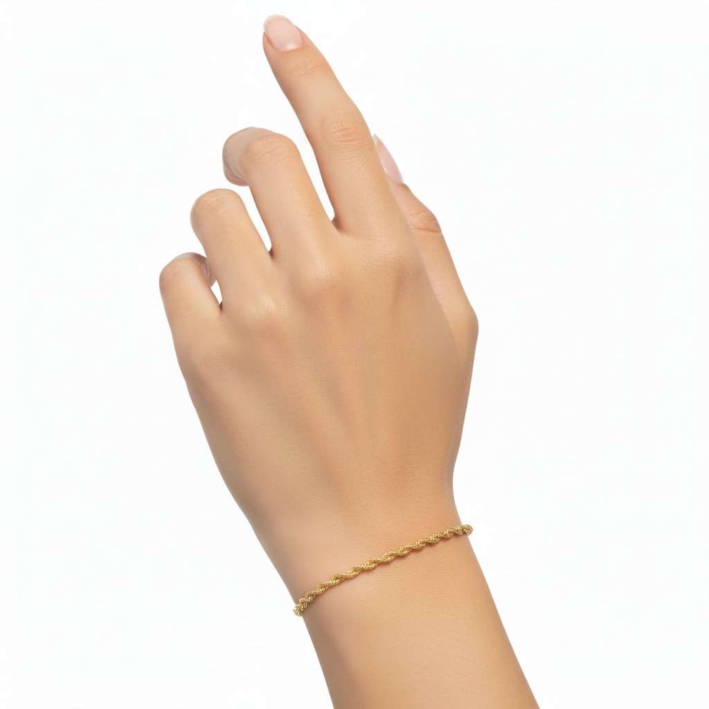 10K Yellow Gold Rope Bracelet 2.3MM