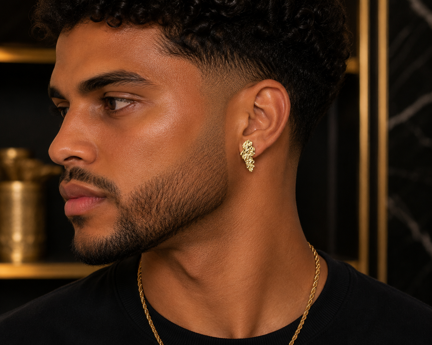Large 22 x 14MM yellow gold nugget earrings