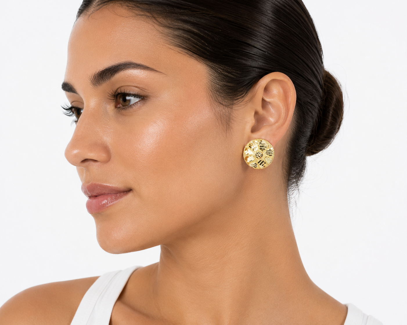 14K yellow gold 20MM round nugget stud earrings