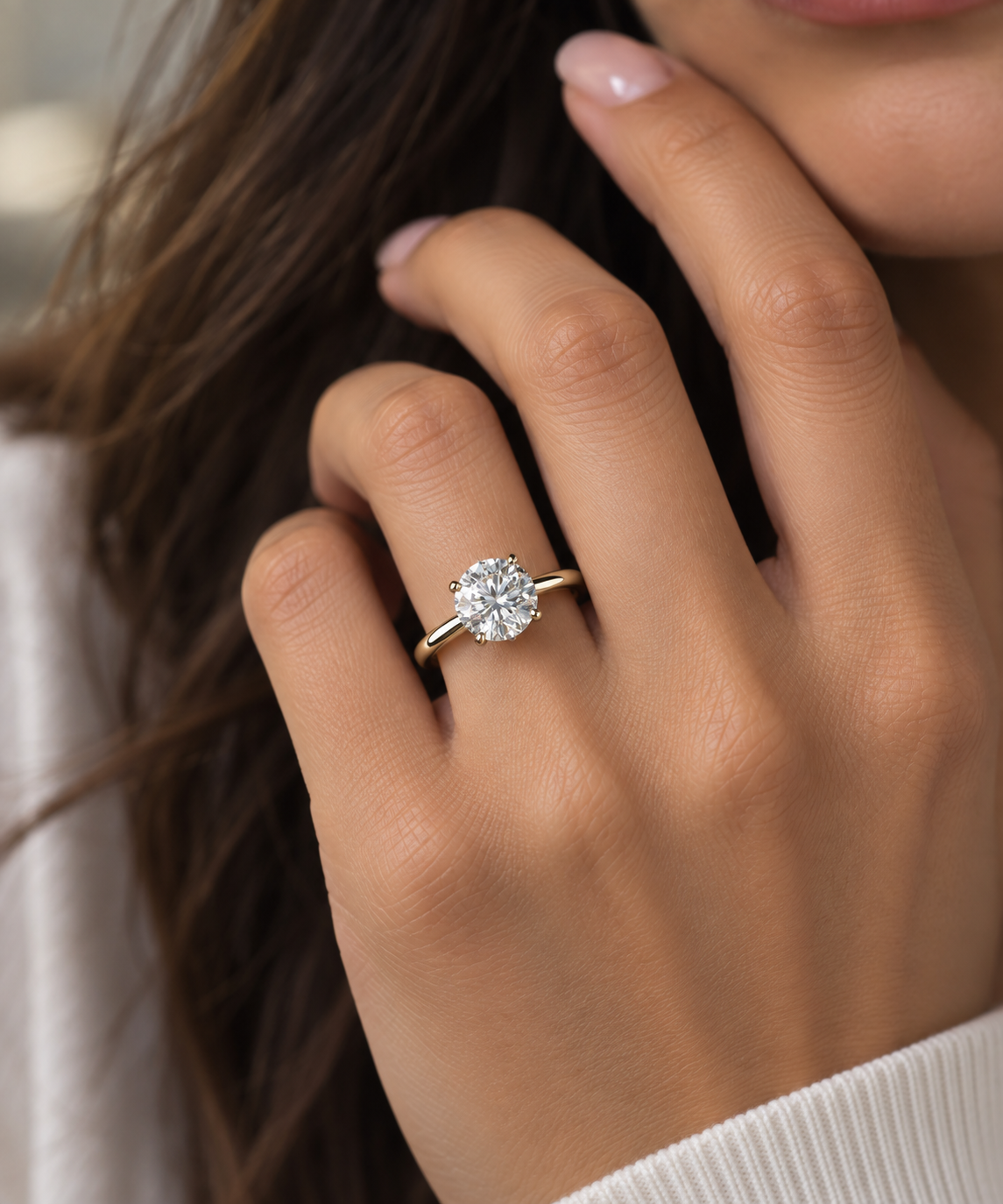 Classic 6-prong round diamond engagement ring in 14K yellow gold