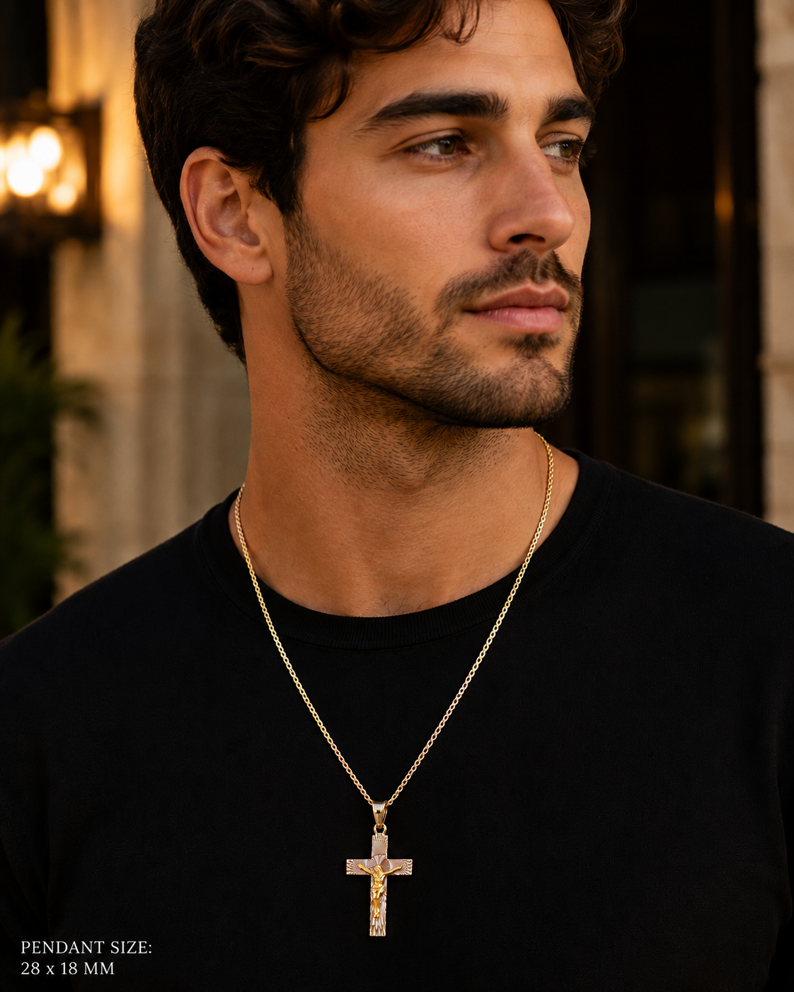 Faith-inspired crucifix pendant in solid 14K gold