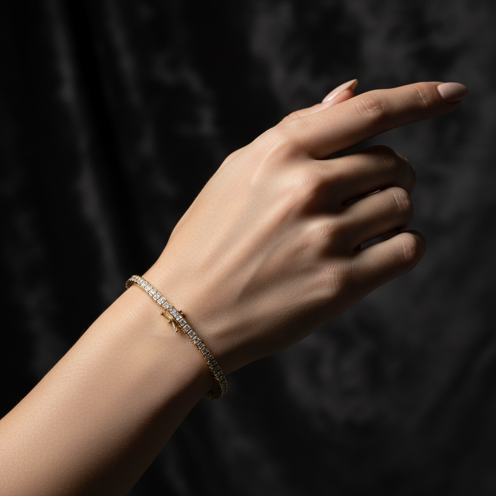 Women's sterling silver tennis bracelet featuring 4.87 CTW of VVS moissanite brilliance