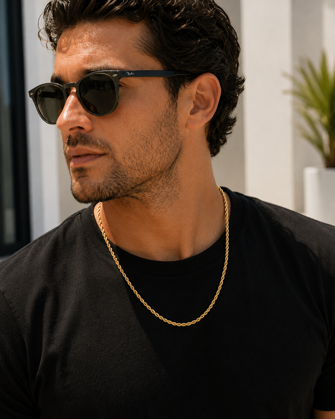 Polished 4MM solid rope chain in 10K yellow gold