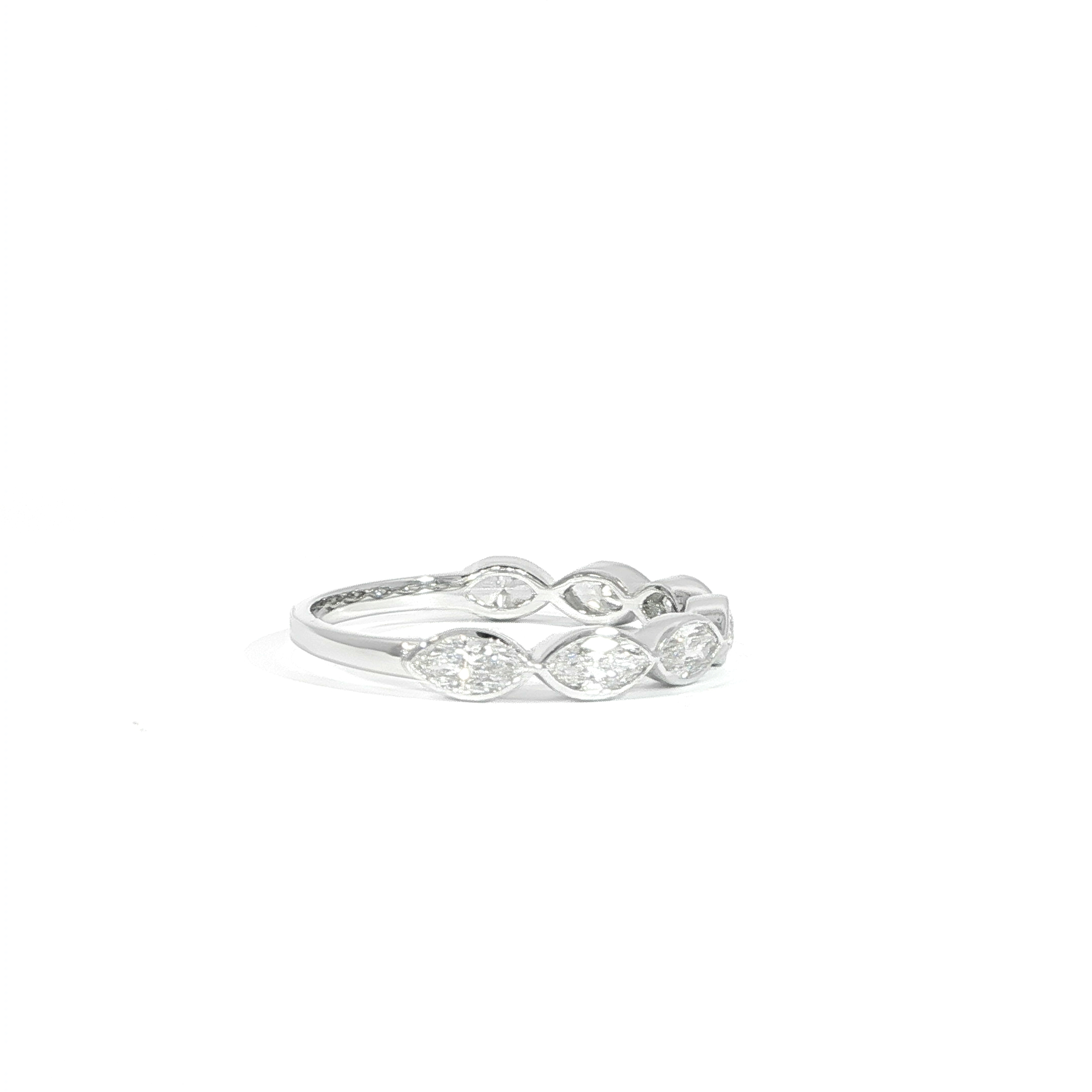 Modern marquise diamond stacking ring side detail