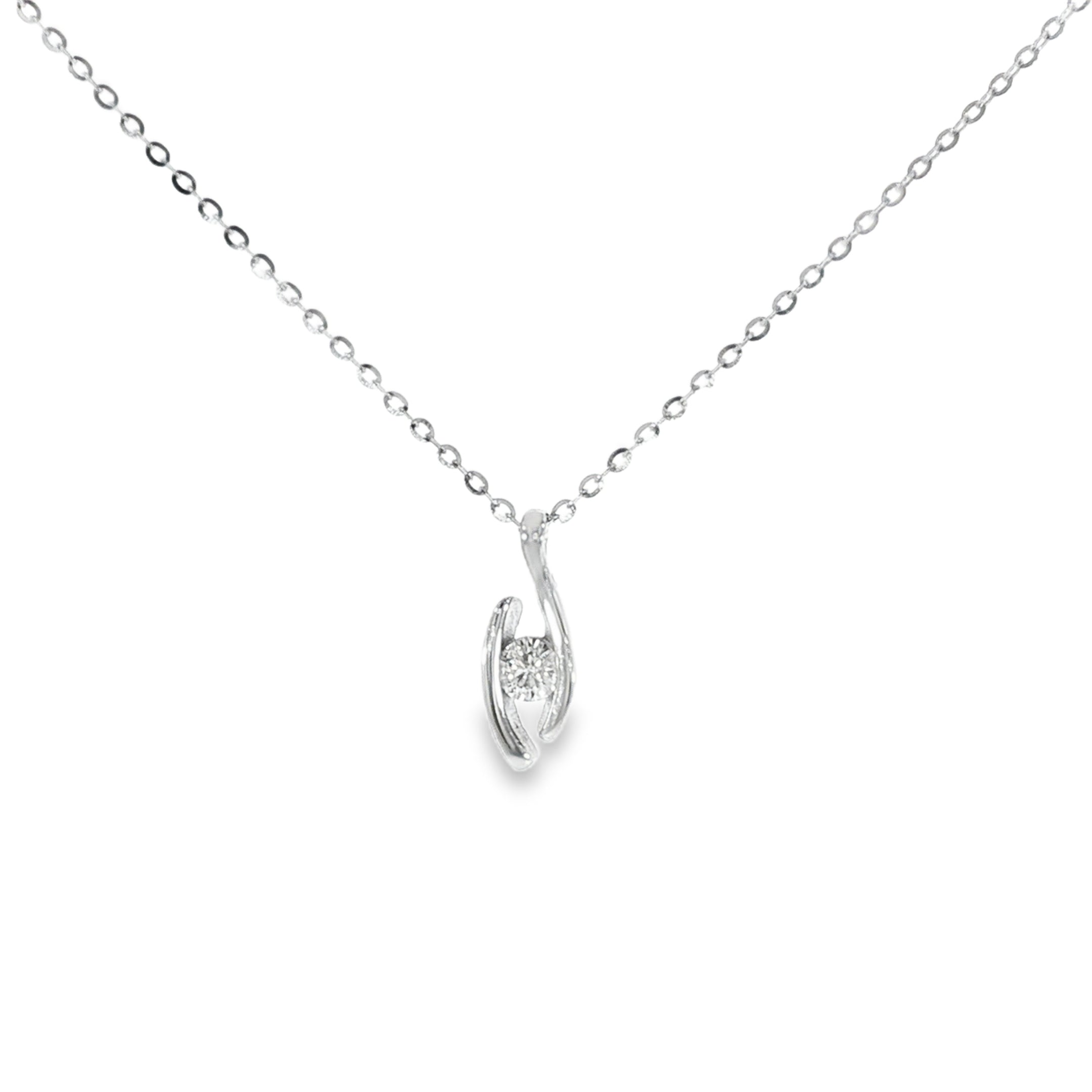 Floating solitaire pendant necklace in 925 sterling silver with 0.15 CT round moissanite.
