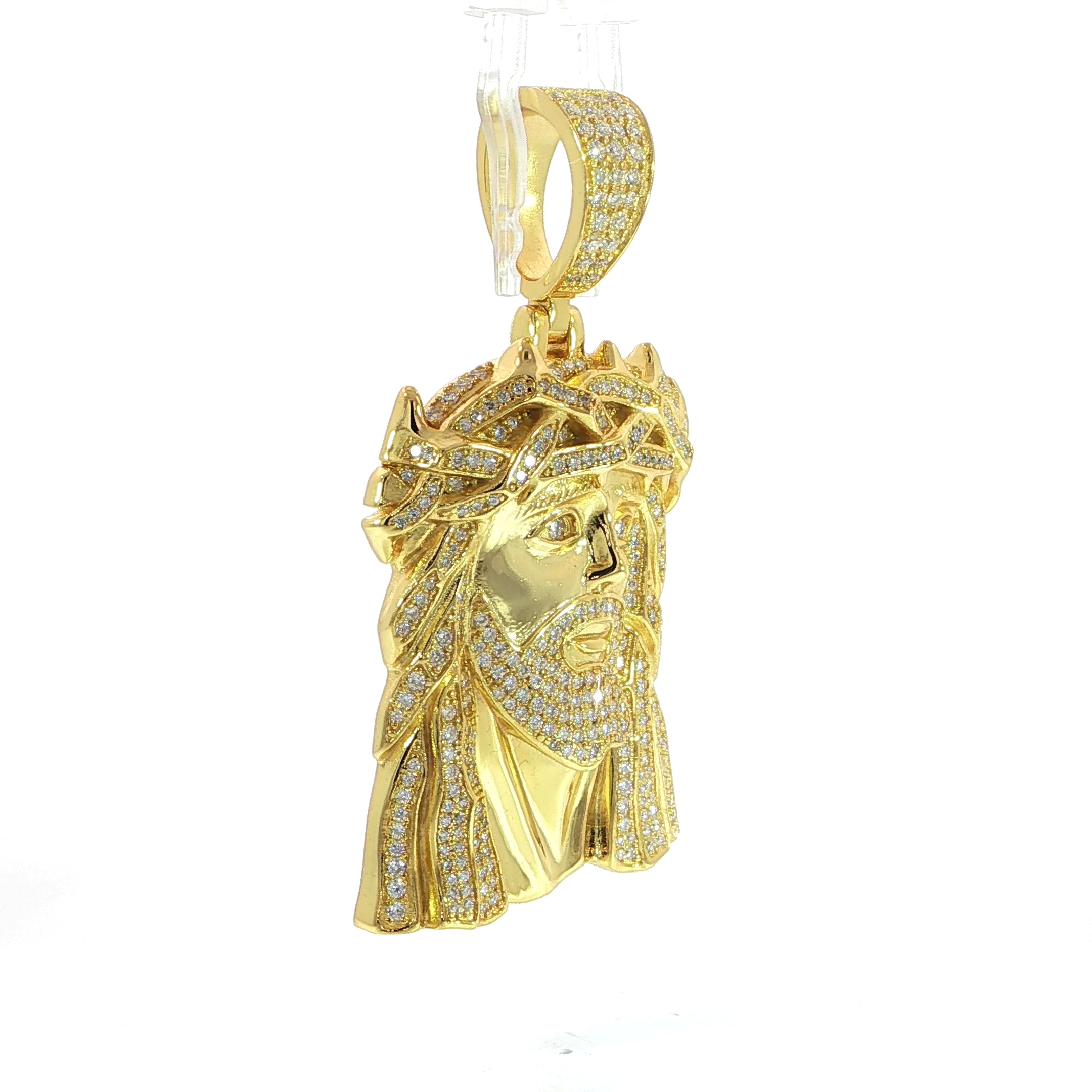 Jesus Head pendant with crown of thorns and moissanite