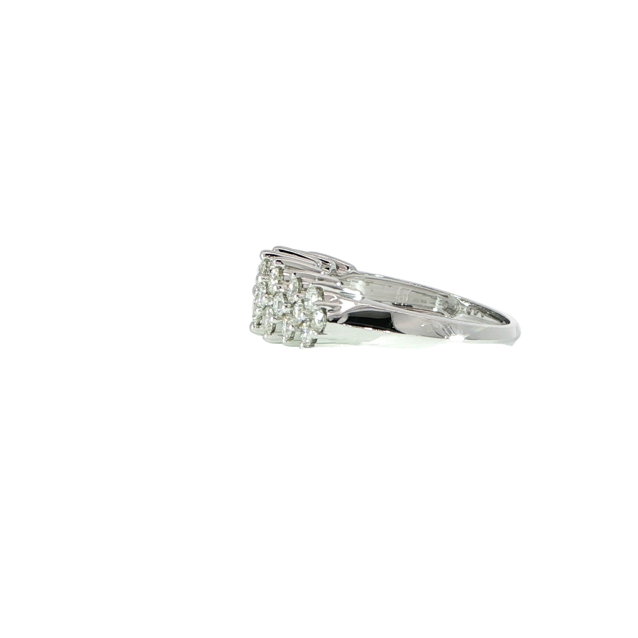 Round diamond cluster anniversary band side